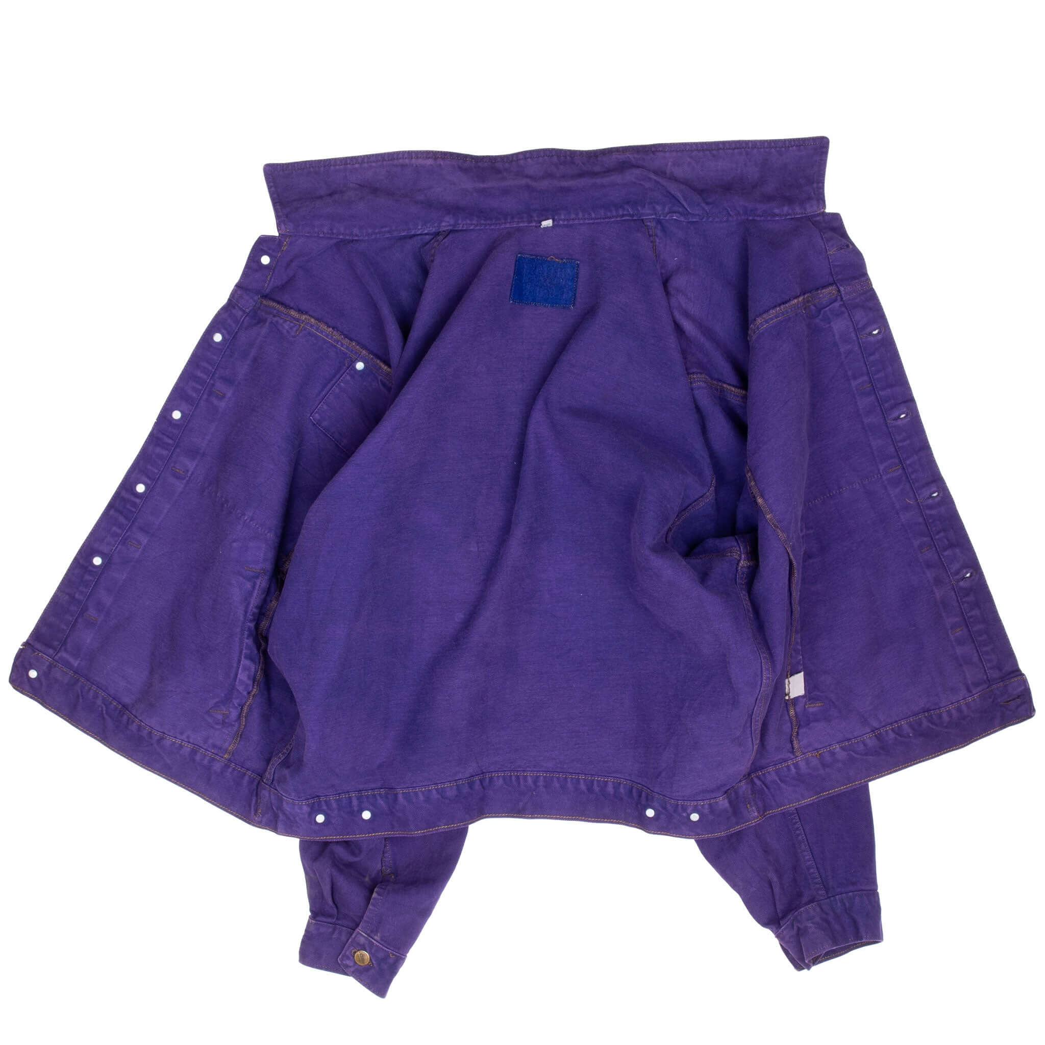 Vintage Marithe Francois Girbaud Purple Pleated 1990S Denim Jacket Size Large Made In Usa