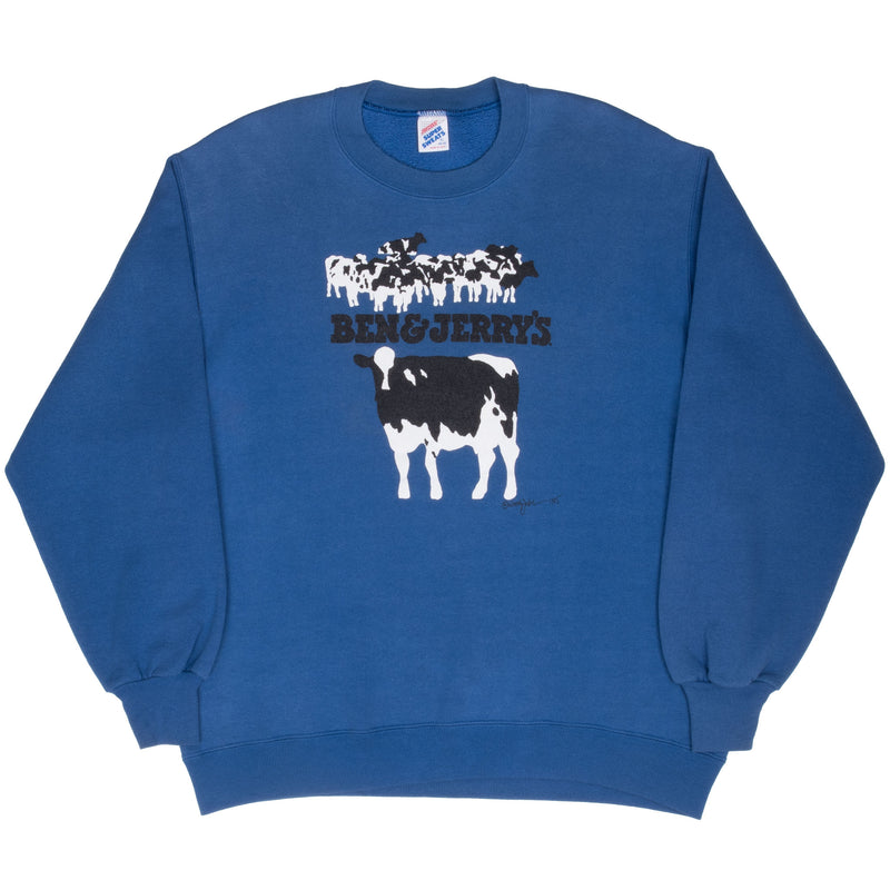 Vintage Ben &amp; Jerry's Ice Cream Sweatshirt 1985 Size LARGE Made In Usa