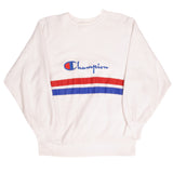 Vintage White Champion Reverse Weave Spellout Sweatshirt 1990S Size XL Made In USA