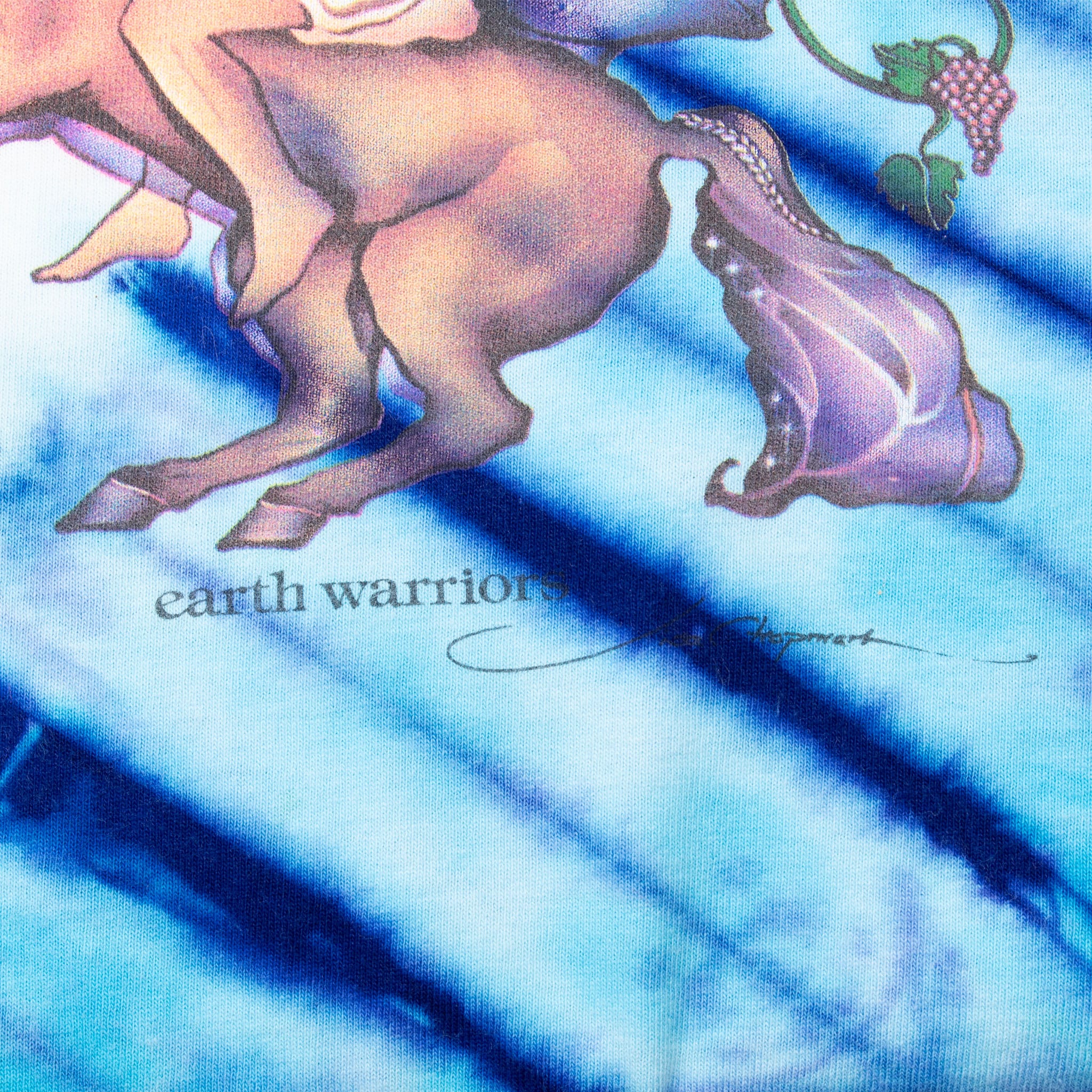 Vintage Tie Dye Earth Warrior Chapman Tee Shirt Size XL 1990S Made In Usa With Single Stitch Sleeves