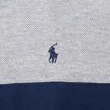 Vintage Ralph Lauren Grey & Blue Striped Polo Shirt 1990S Size 2XL