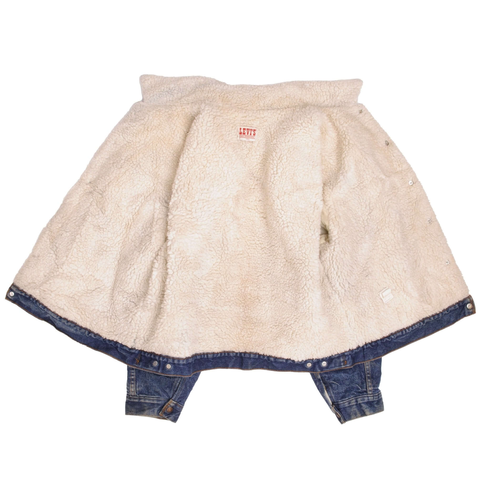 VINTAGE LEVIS SHERPA TRUCKER DENIM JACKET 1980S SIZE 48L MADE IN USA