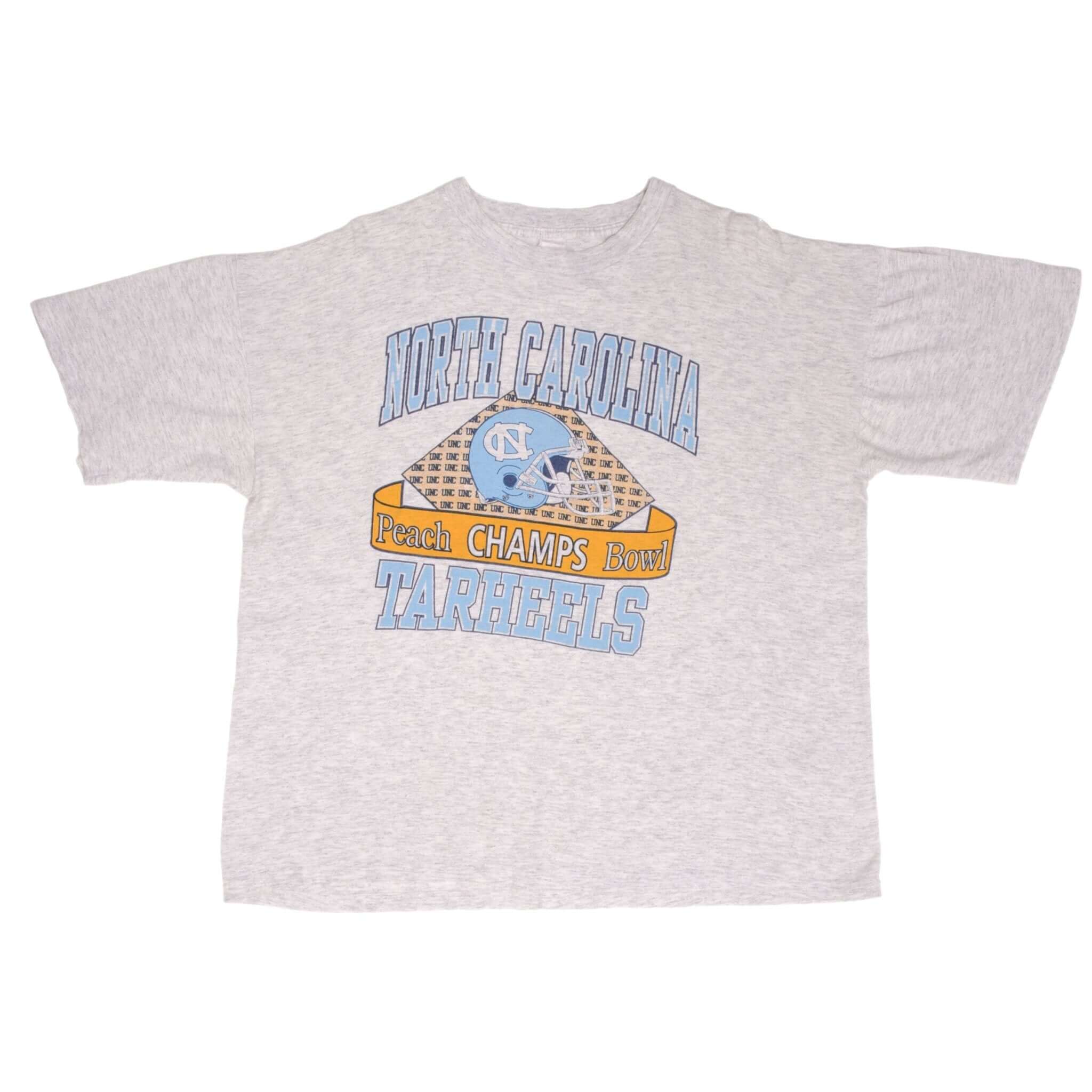 Vintage NCAA UNC University Of North Carolina Tarheels Peach Bowl Champs Tee Shirt 1993 Size XL With Single Stitch Sleeves
