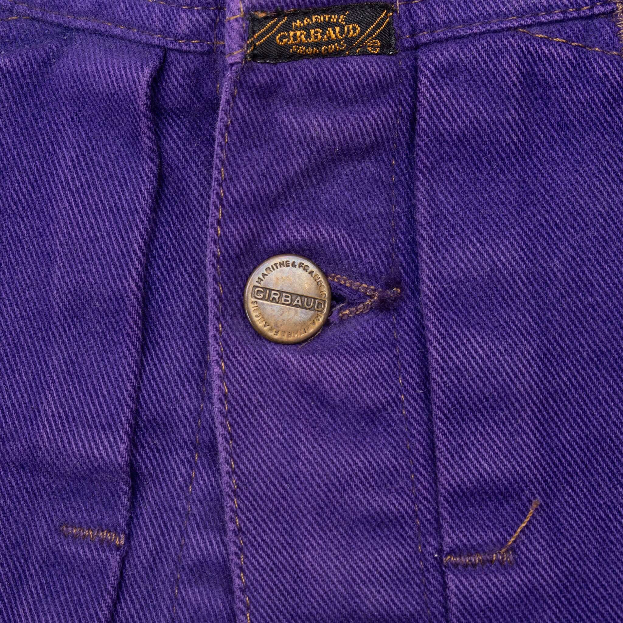 Vintage Marithe Francois Girbaud Purple Pleated 1990S Denim Jacket Size Large Made In Usa
