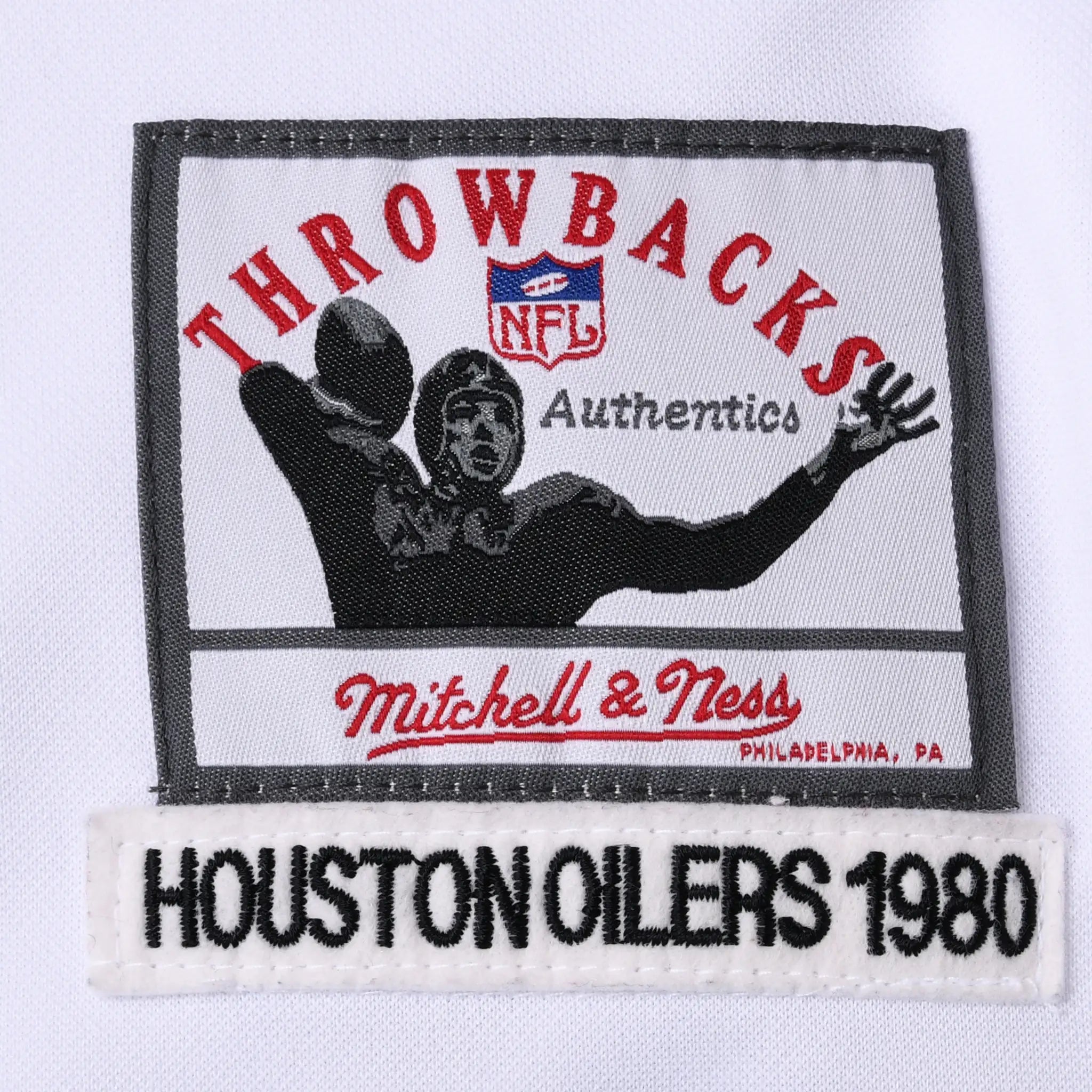 Mitchell & Ness NFL Throwbacks patch with Houston Oilers 1980 label