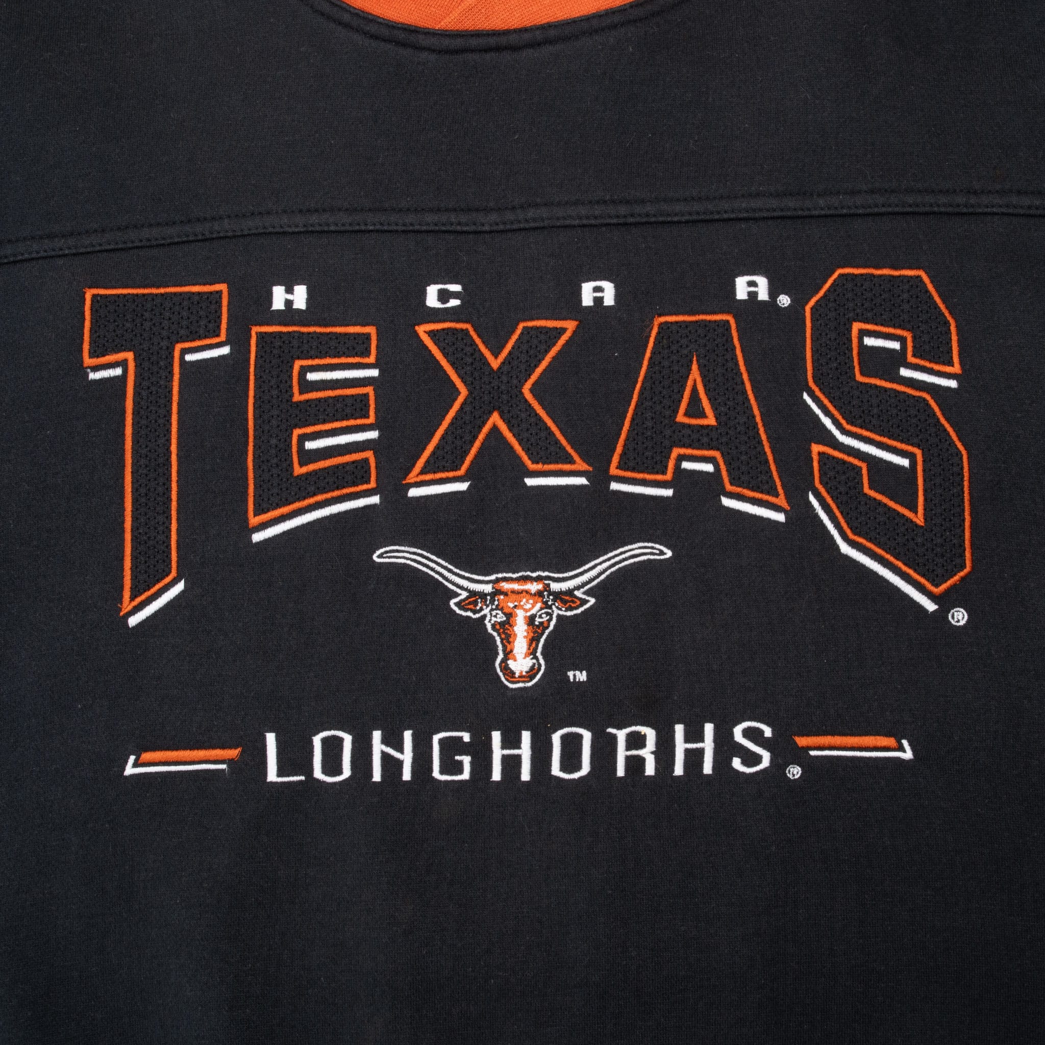 Vintage Ncaa Texas Longhorns Embroidered Black Sweatshirt 1990S Size Medium