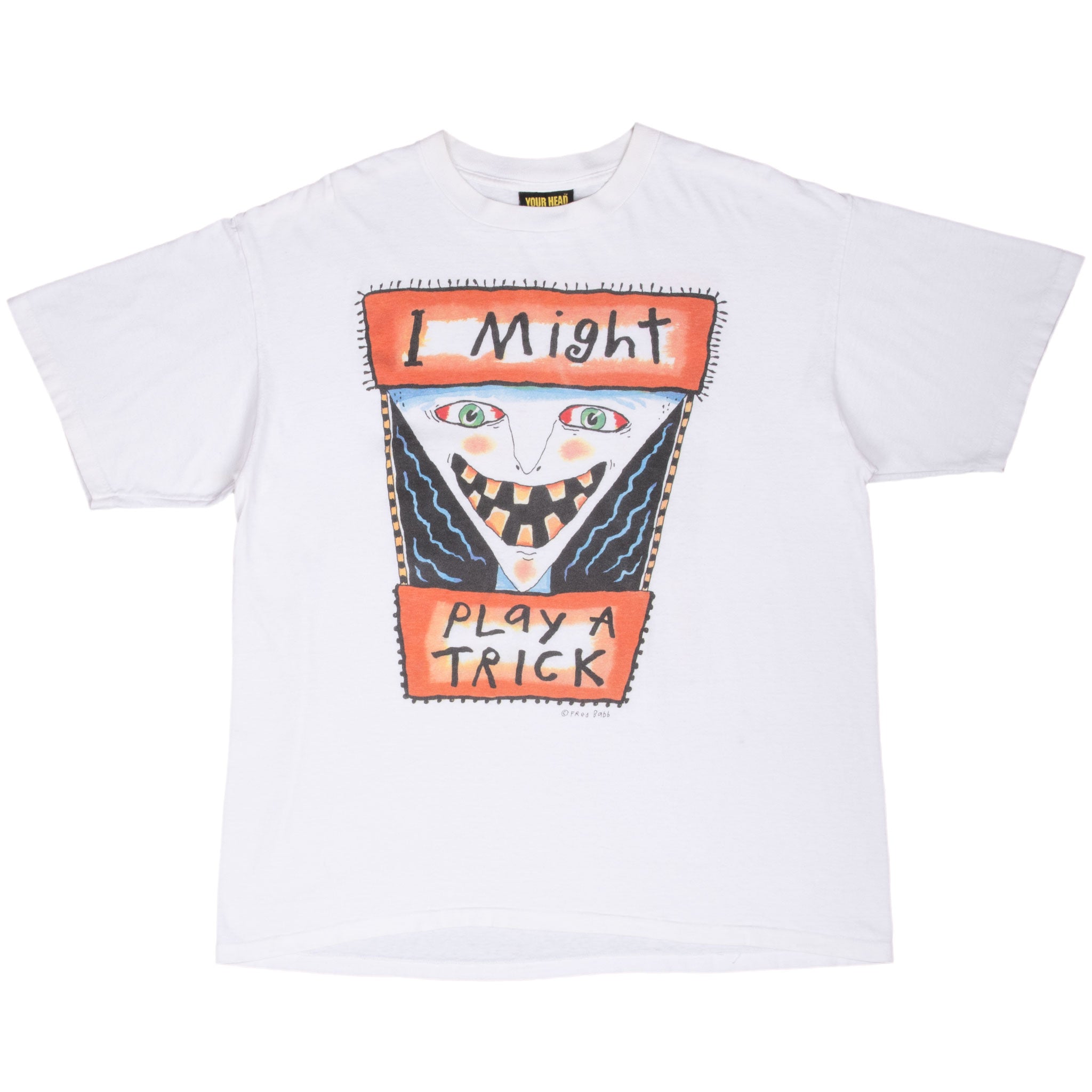 VINTAGE FRED BABB I MIGHT PLAY A TRICK ART TEE SHIRT 1990S XL MADE IN USA