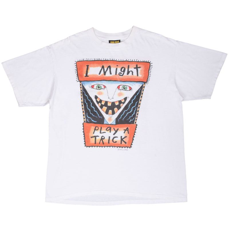 VINTAGE FRED BABB I MIGHT PLAY A TRICK ART TEE SHIRT 1990S XL MADE IN USA