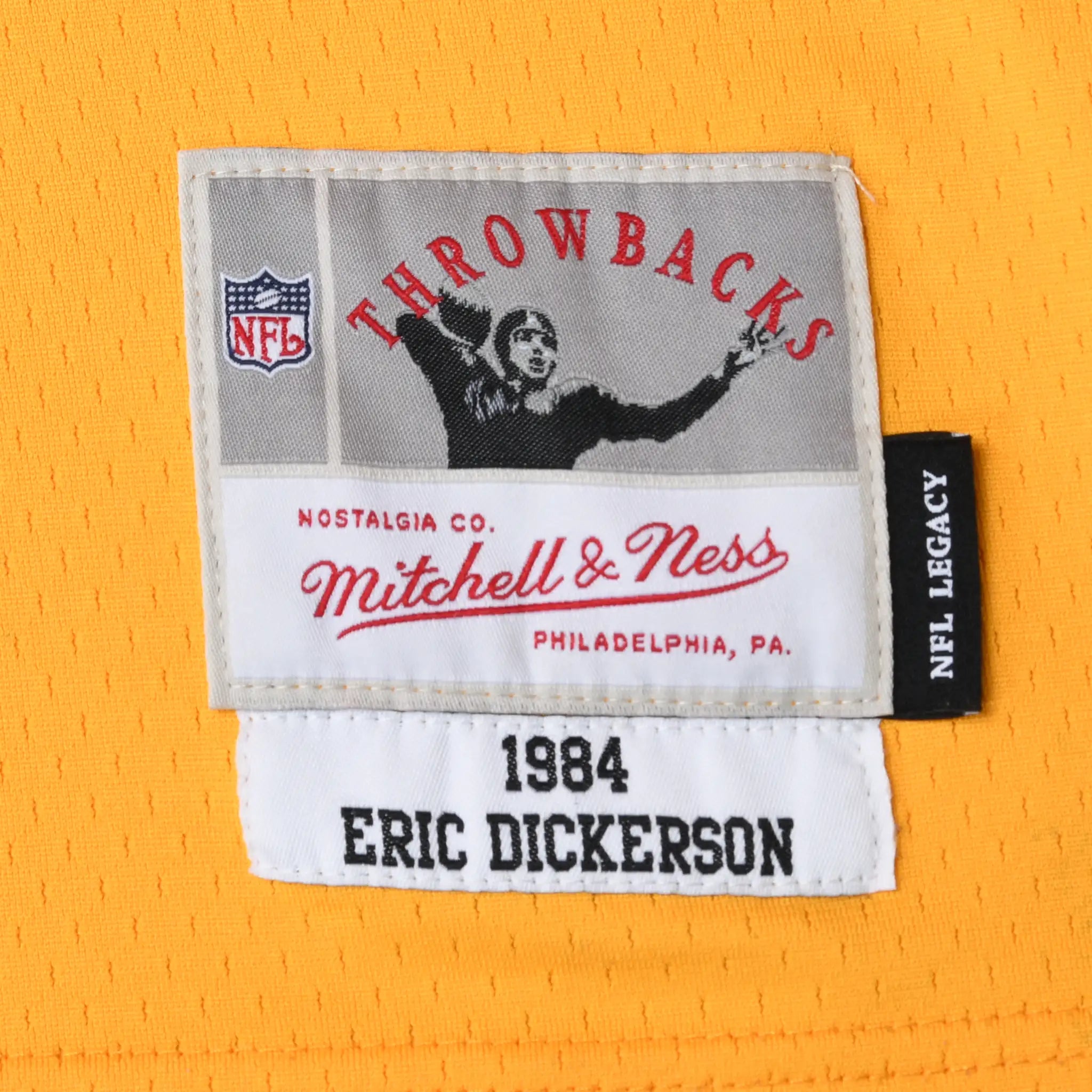 Mitchell & Ness NFL Throwbacks label for 1984 Eric Dickerson