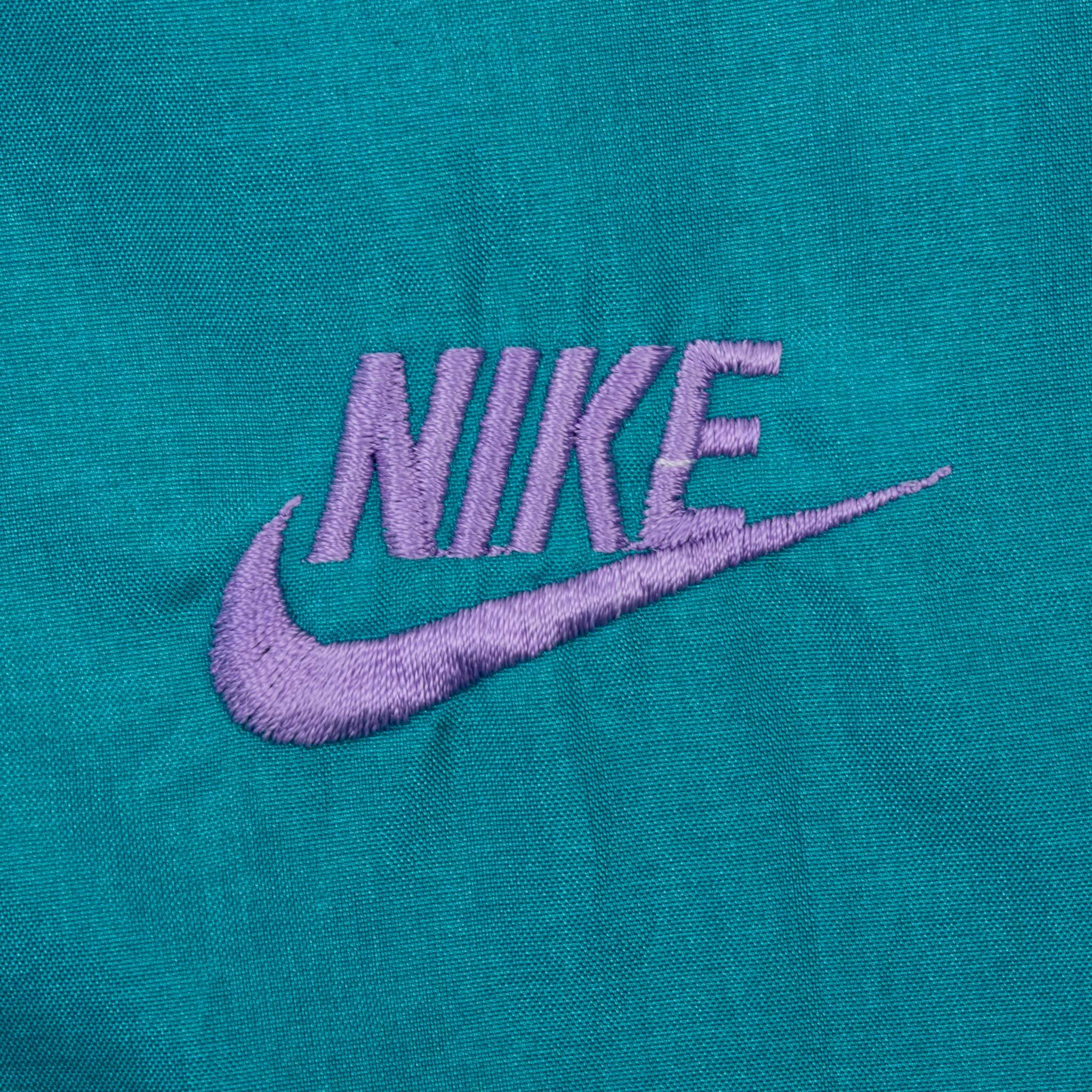 Vintage Nike Swoosh Purple And Cyan Windbreaker Jacket Late 1980S Size XL