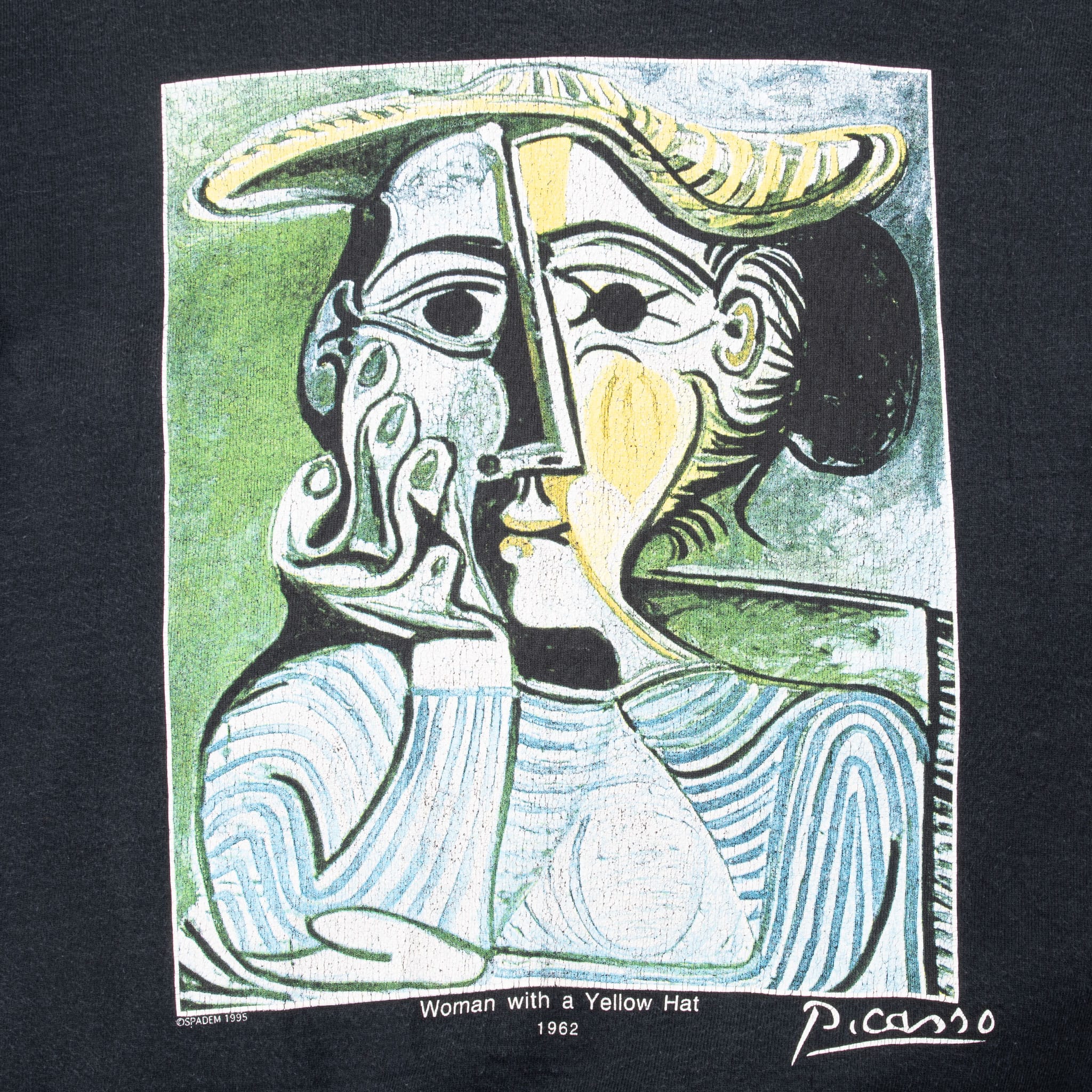 Vintage Pablo Picasso Woman With A Yellow Hat Art Sweatshirt 1995 Size Medium Made In Usa