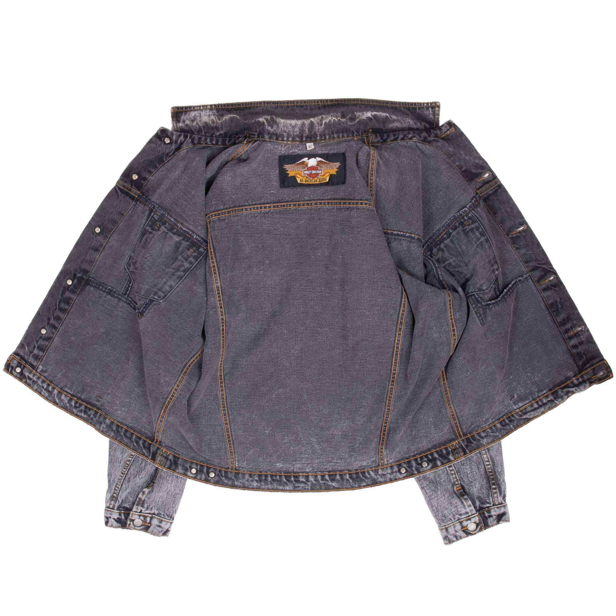 Vintage Harley Davidson Eagle American Legend Denim Jacket Size XL