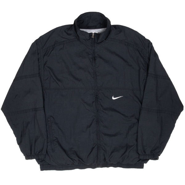 Vintage Nike Classic Swoosh Black Windbreaker Jacket 1990S Size XL