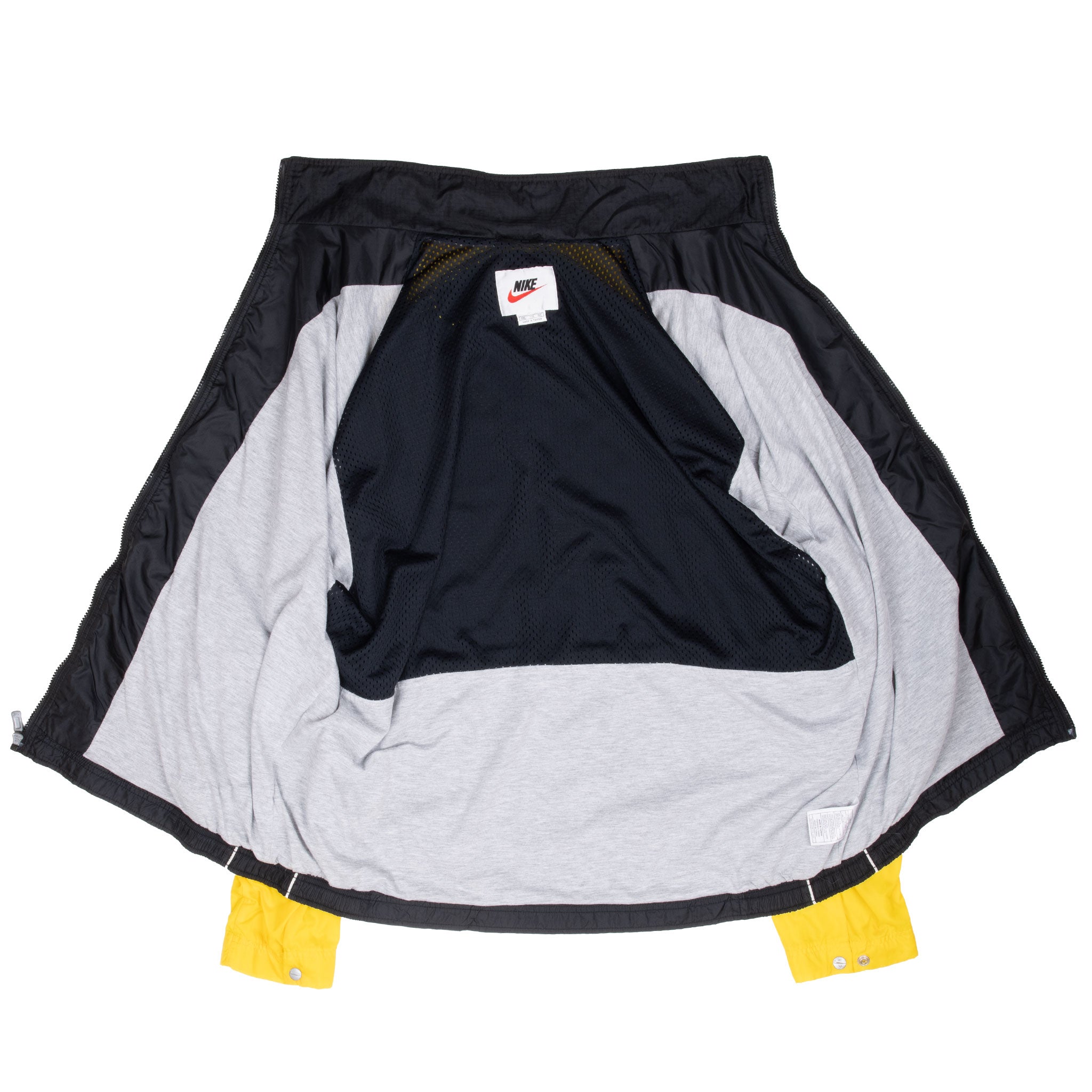 Vintage Nike Classic Swoosh Black And Yellow Windbreaker Jacket 1990S Size 2XL