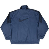 VINTAGE NIKE BIG SWOOSH BLUE HEAVY WINDBREAKER PULLOVER JACKET 1990S MEDIUM