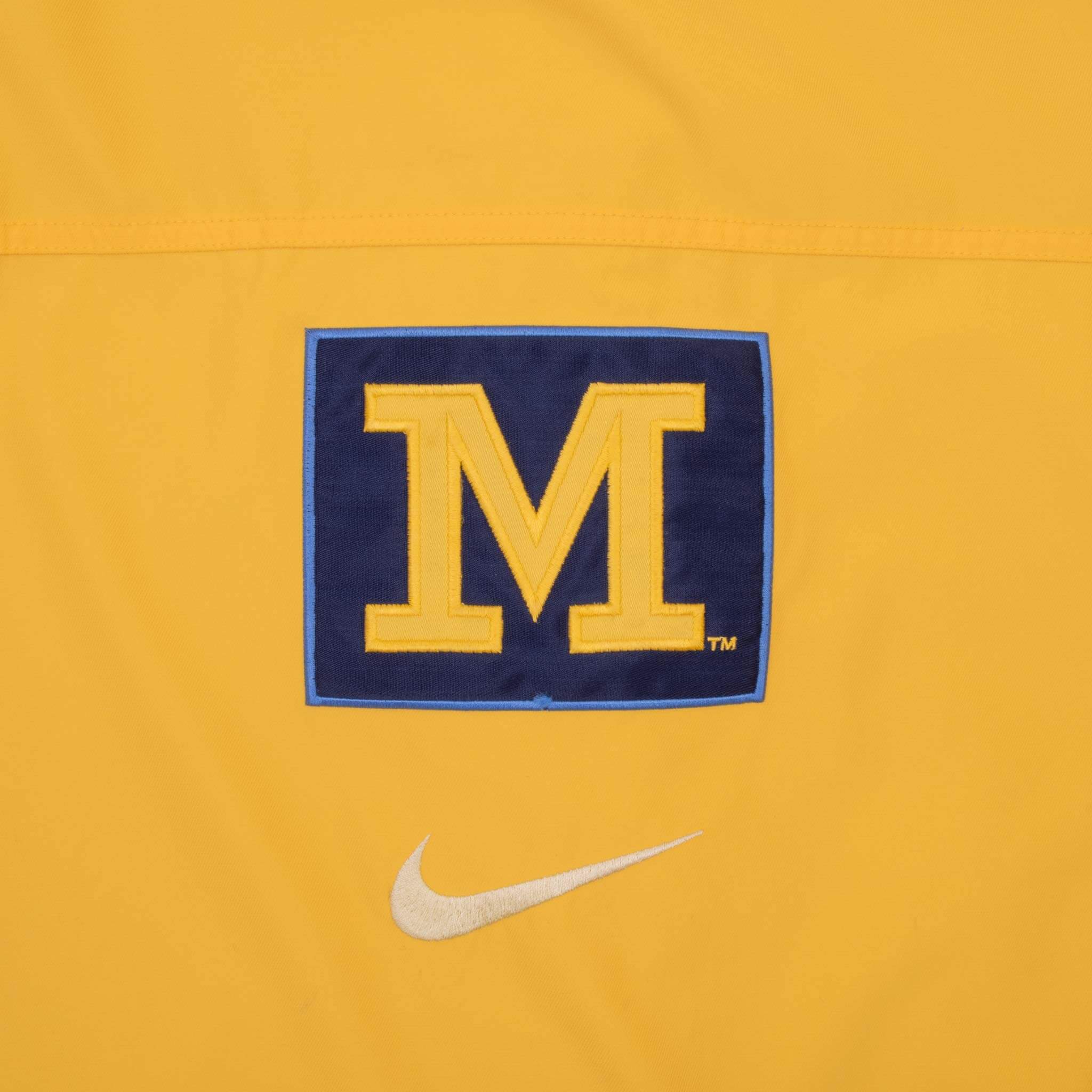 Vintage Nike Ncaa Michigan University Yellow Windbreaker Jacket 1990S Size XL