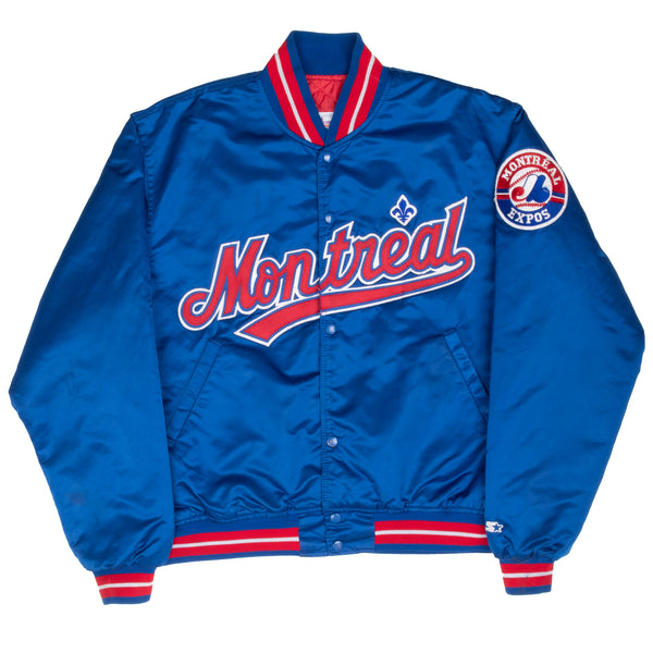 Vintage Mlb Montreal Expos Starter Satin Bomber Jacket 1990S Size XL Made In Usa