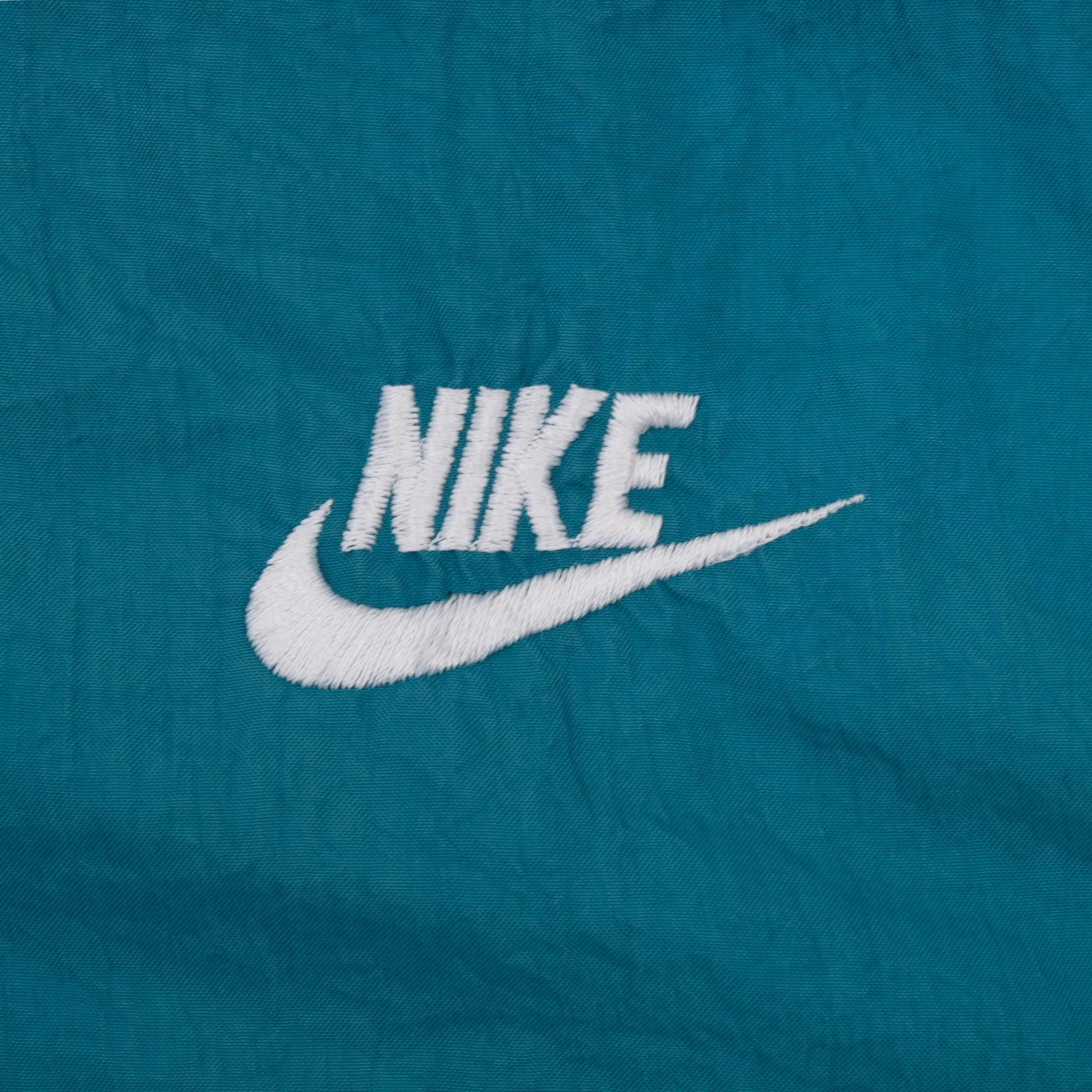 Vintage Nike Classic Swoosh Black and Cyan Windbreaker Jacket 1980S Size Large