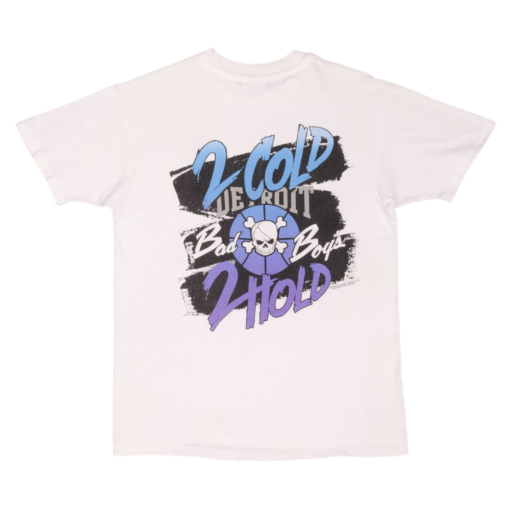 Vintage NBA Detroit Pistons Bad Boys 2 Hot 2 Handle 2 Cold 2 Hold Tee Shirt Size Medium Made In USA With Single Stitch Sleeves