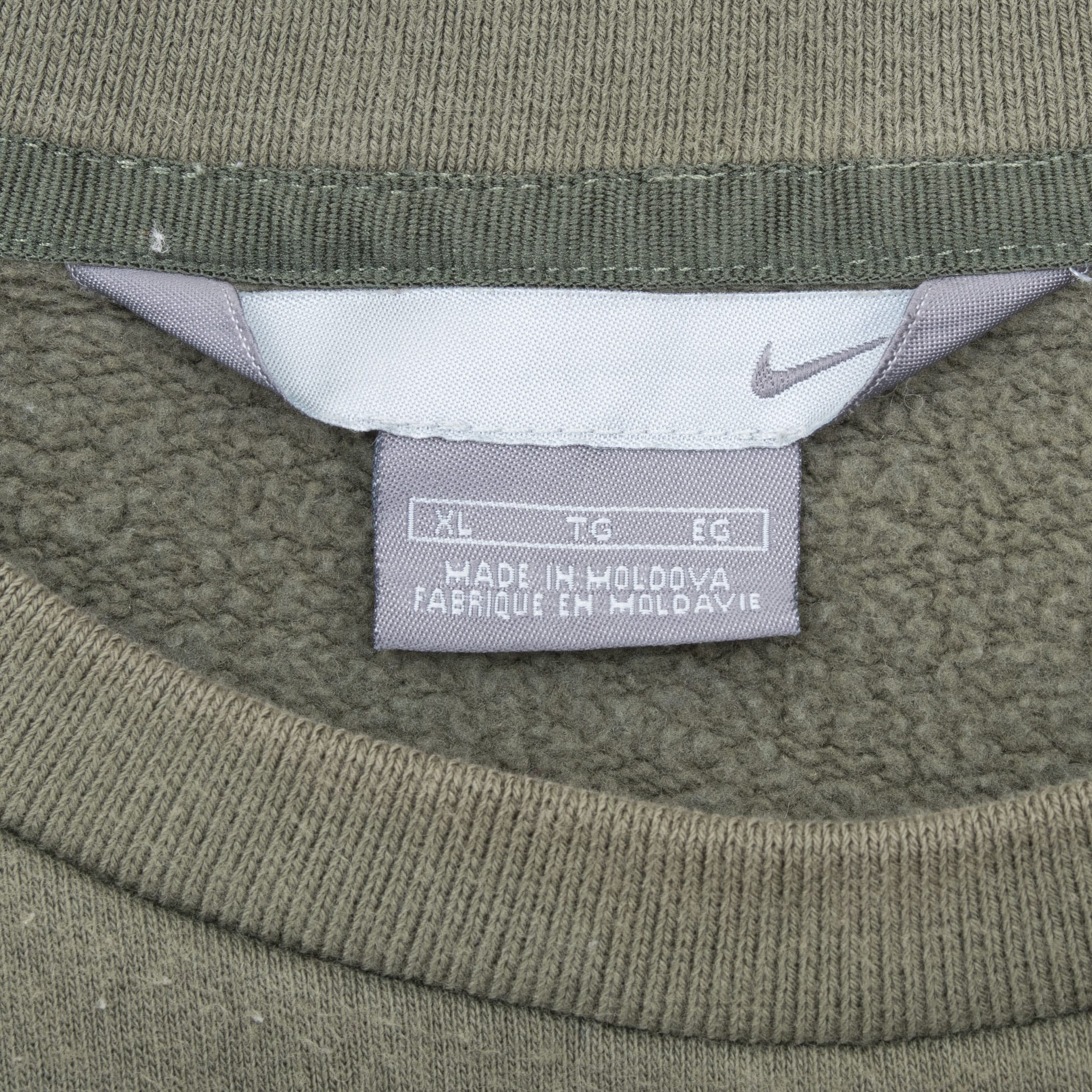 Vintage Nike Classic Swoosh Olive Green Crewneck Sweatshirt 2000S Size XL