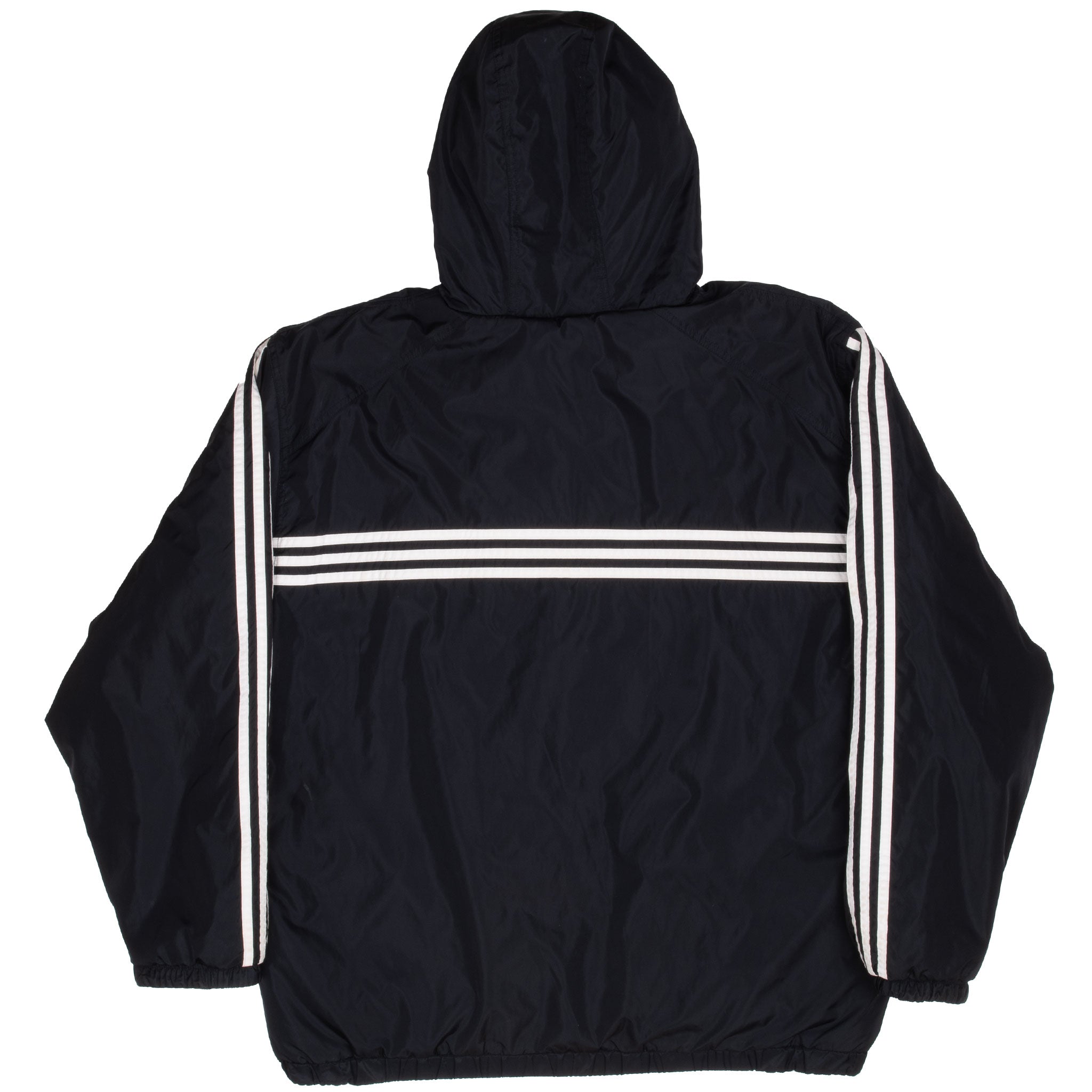 Vintage Adidas Black Reversible Nylon Windbreaker Hooded Jacket 1990S Size Large
