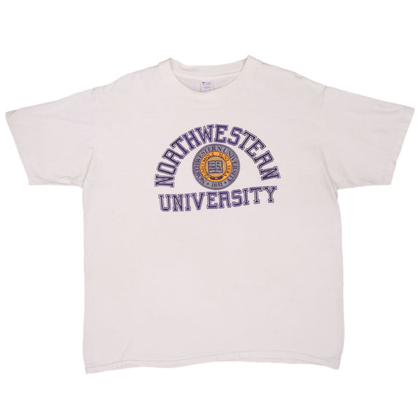 Vintage Champion Northwestern University Tee Shirt 1980S Size XL Made In USA With Single Stitch Sleeves