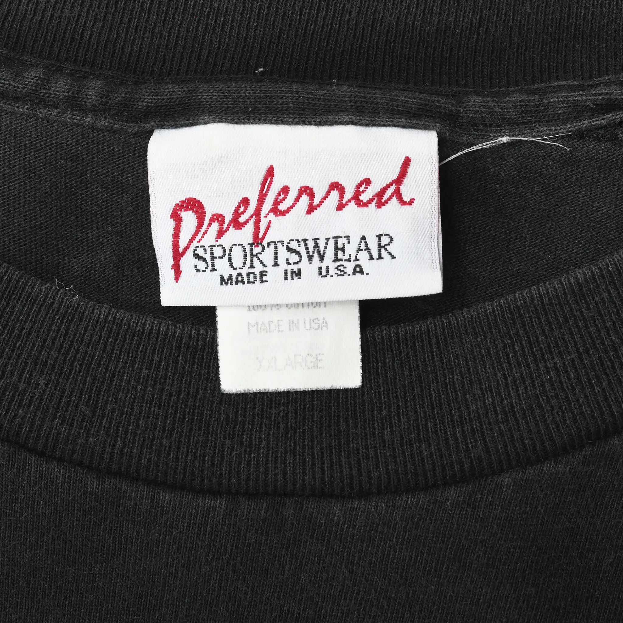 Preferred Sportswear neck label with Made in USA and X-Large text