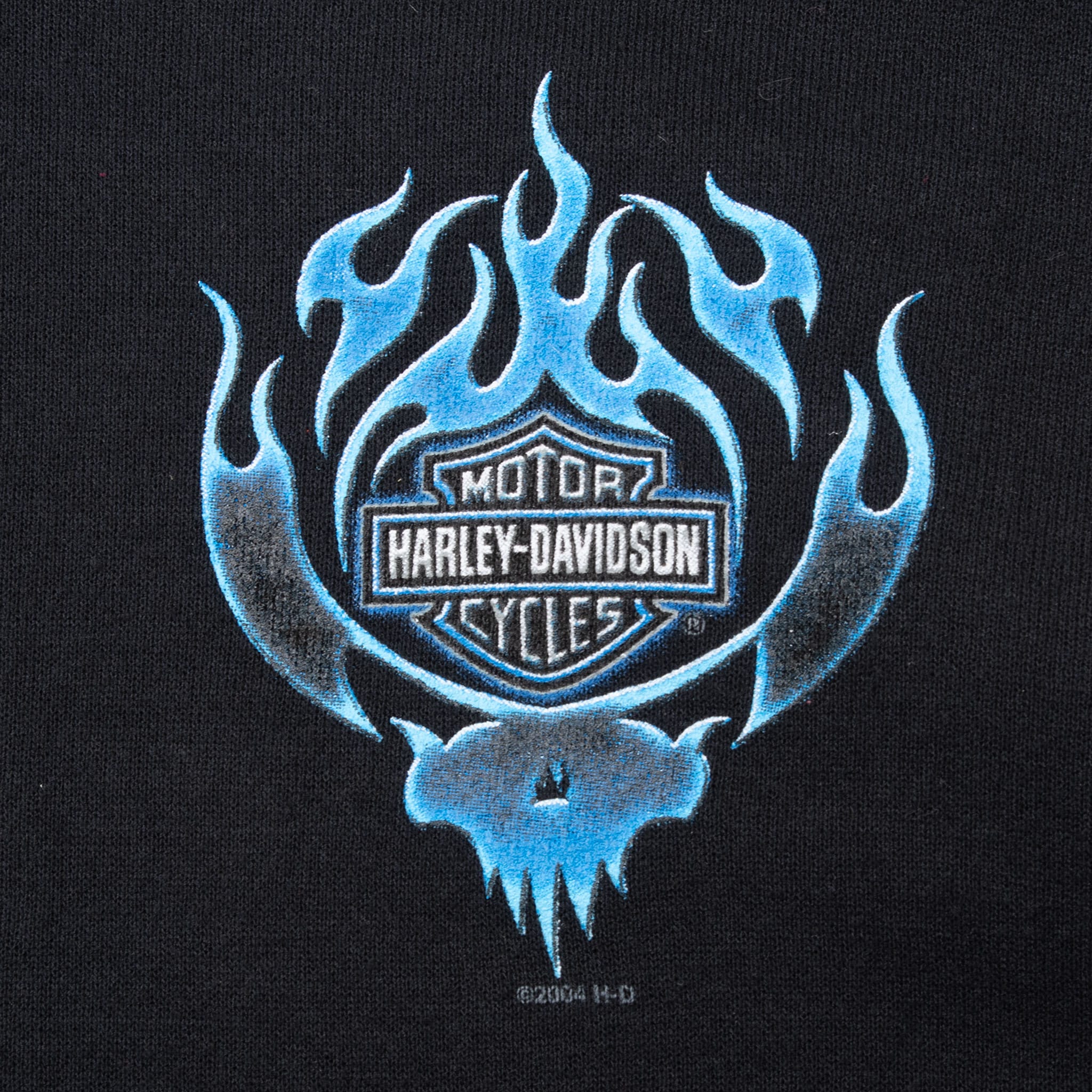 Vintage Harley Davidson Honolulu Hawaii Full Zip Black Hoodie Flaming Sleeve Sweatshirt 2004 Size Medium