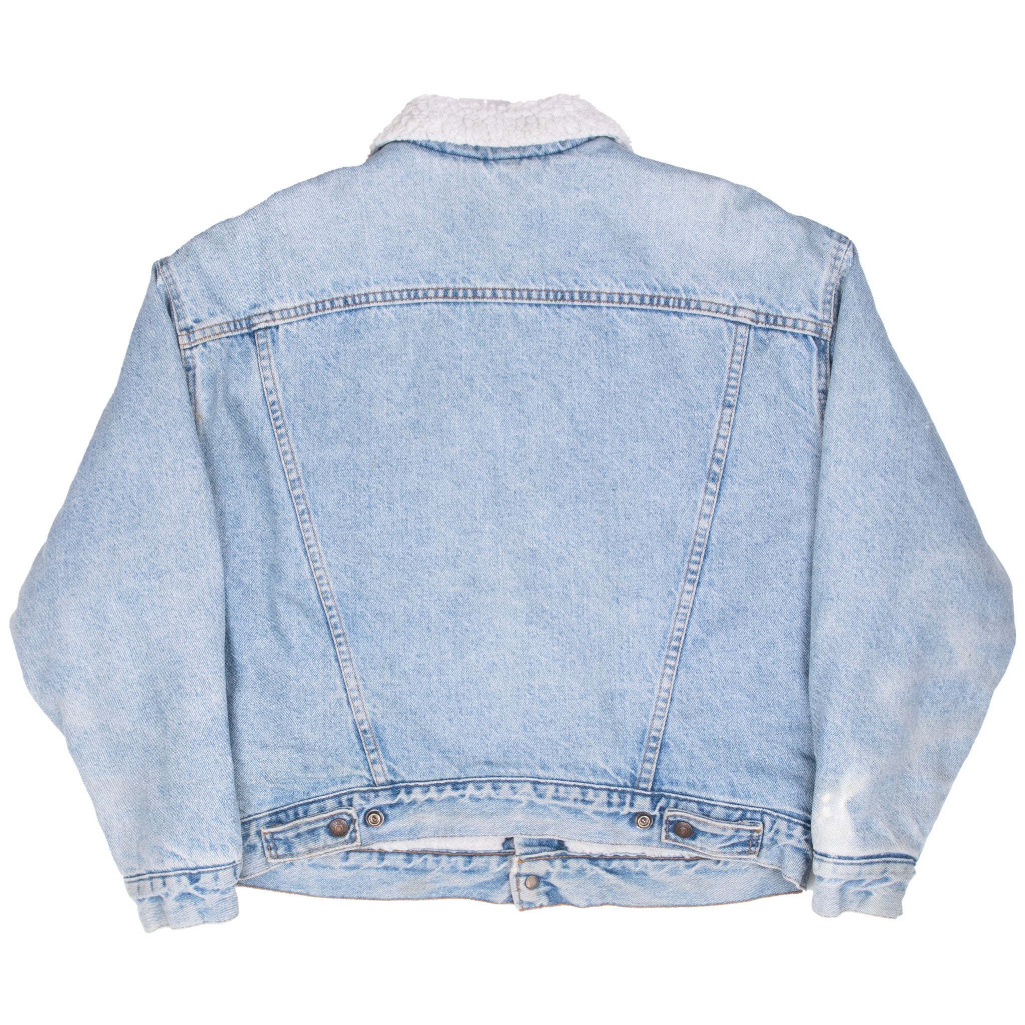 Vintage Levis Sherpa White Tab Trucker Blue Denim Jacket 1990S Size Large Made In Usa