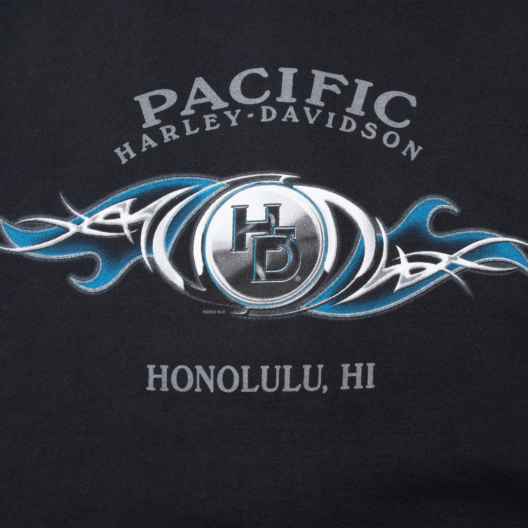 Vintage Harley Davidson Honolulu Hawaii Full Zip Black Hoodie Flaming Sleeve Sweatshirt 2004 Size Medium