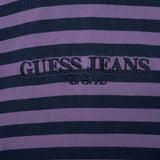 Vintage Guess Jeans Usa Striped Turtle Neck Long Sleeve Tee Shirt 1990S Size Large Made In USA
