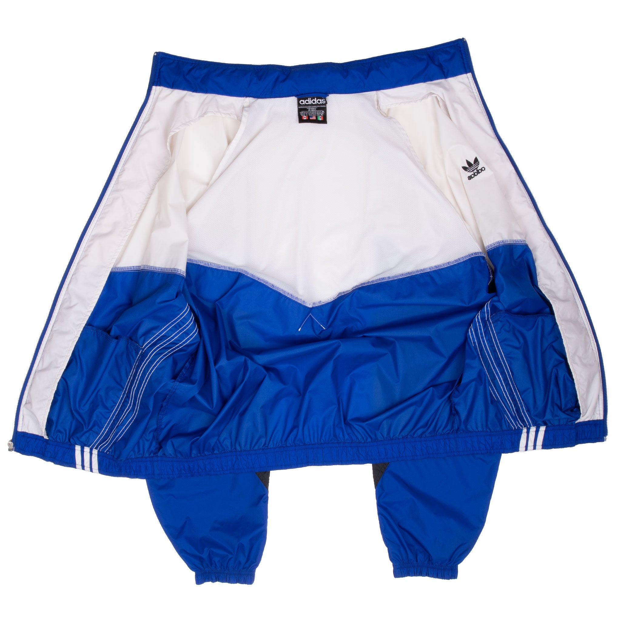Vintage Adidas Blue White Black 1990S Windbreaker Jacket Size XL
