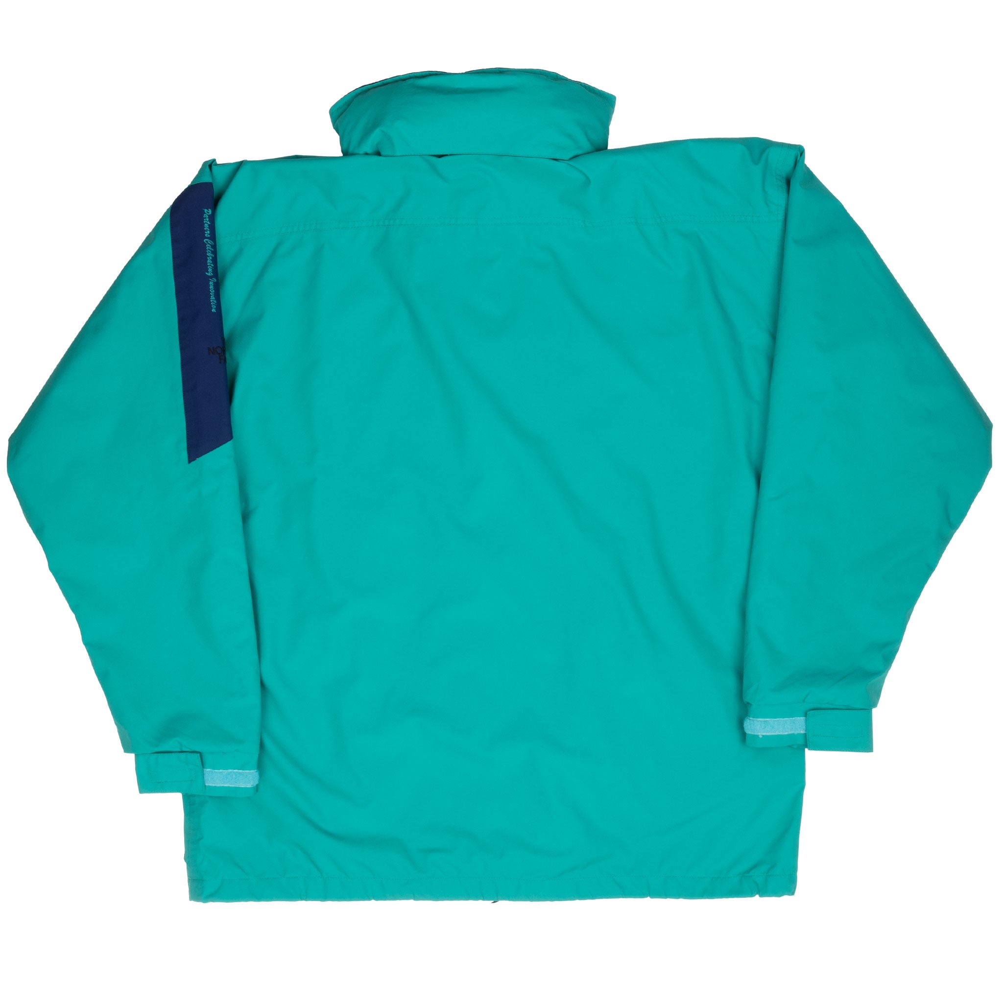 Vintage The North Face Goretex Teal Team Teflon Packable Hood Windbreaker Jacket 1990S Size Large Made In USA