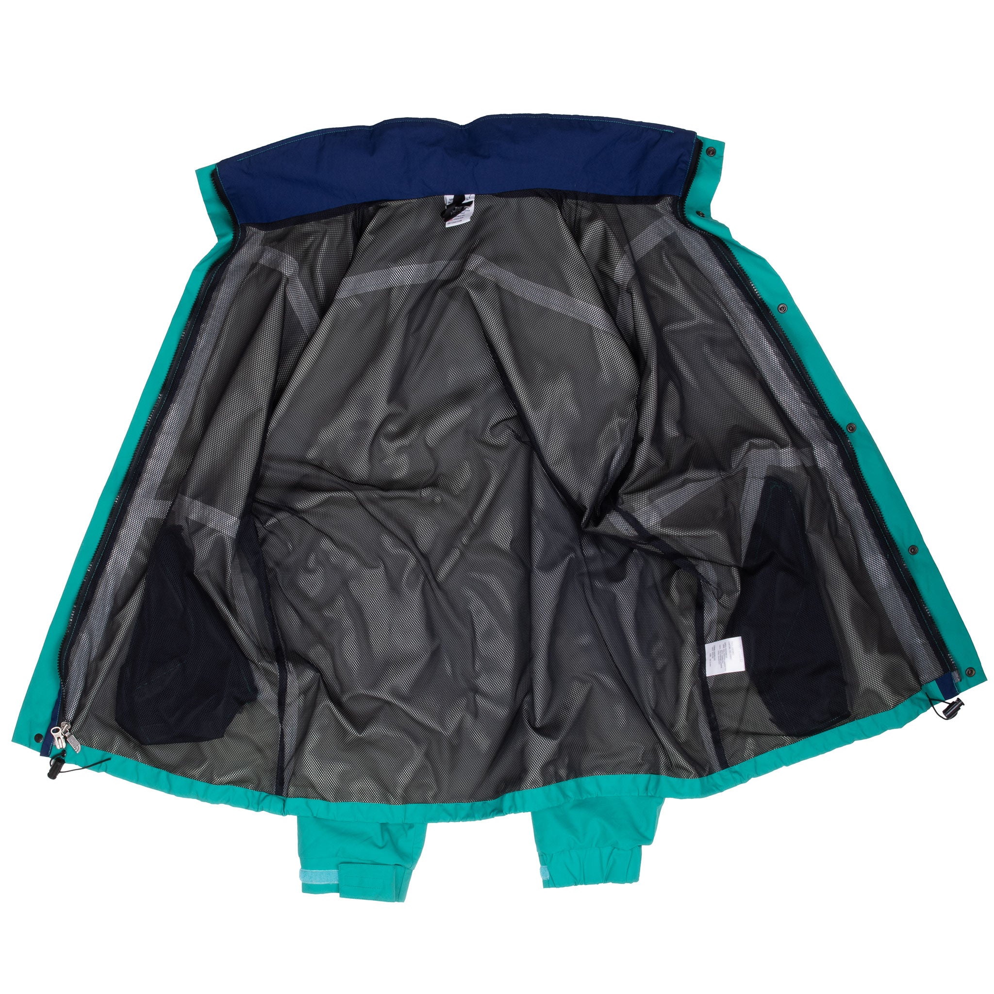 Vintage The North Face Goretex Teal Team Teflon Packable Hood Windbreaker Jacket 1990S Size Large Made In USA