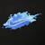 Close-up of blue paint splash graphic with white Nike Swoosh on black fabric