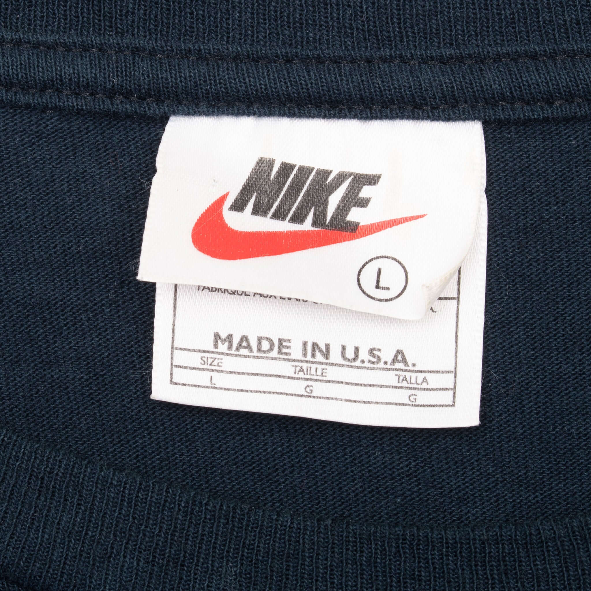 Vintage Nike Neon Big Swoosh Blue Tee Shirt 1990S Size Large Made In Usa
