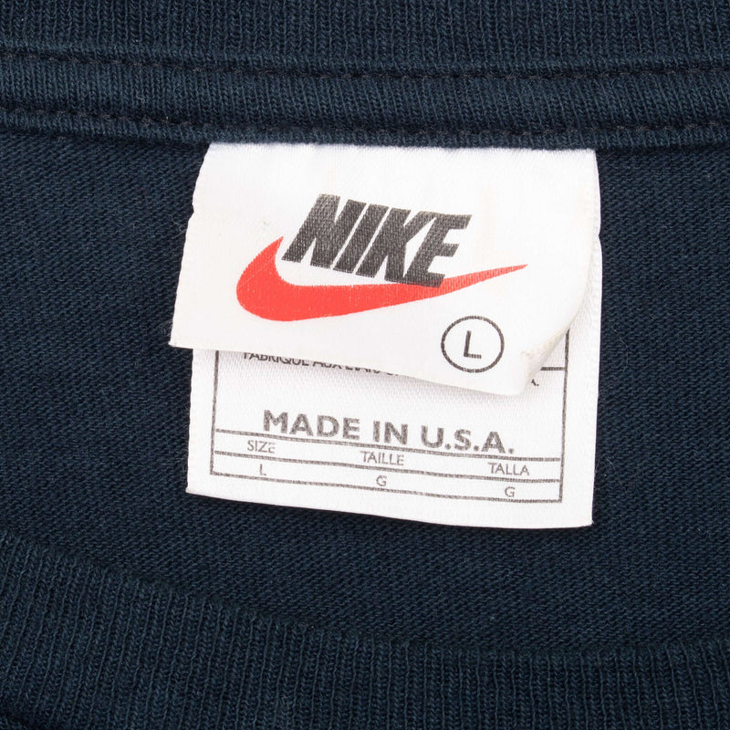 Vintage Nike Neon Big Swoosh Blue Tee Shirt 1990S Size Large Made In Usa
