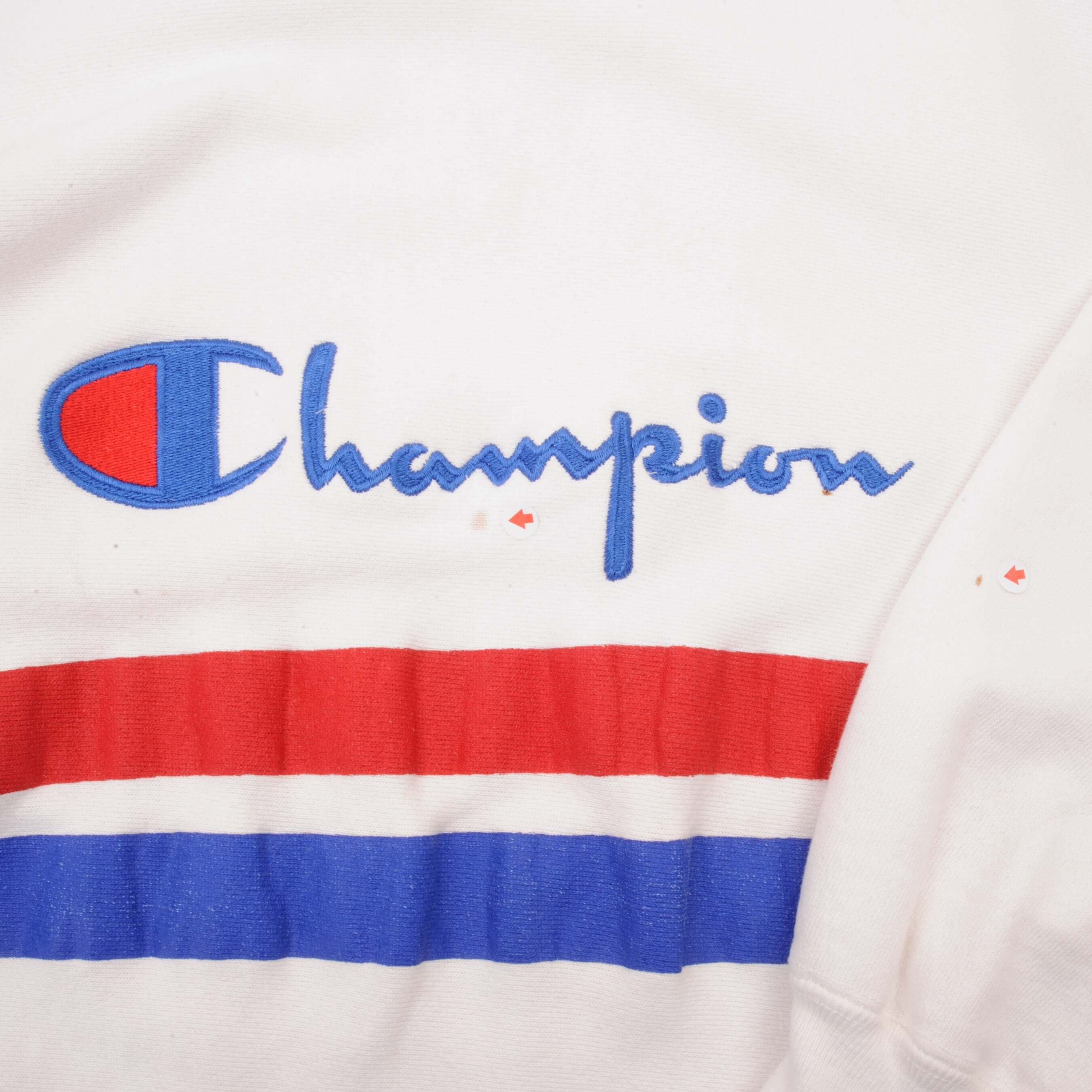 Vintage White Champion Reverse Weave Spellout Sweatshirt 1990S Size XL Made In USA