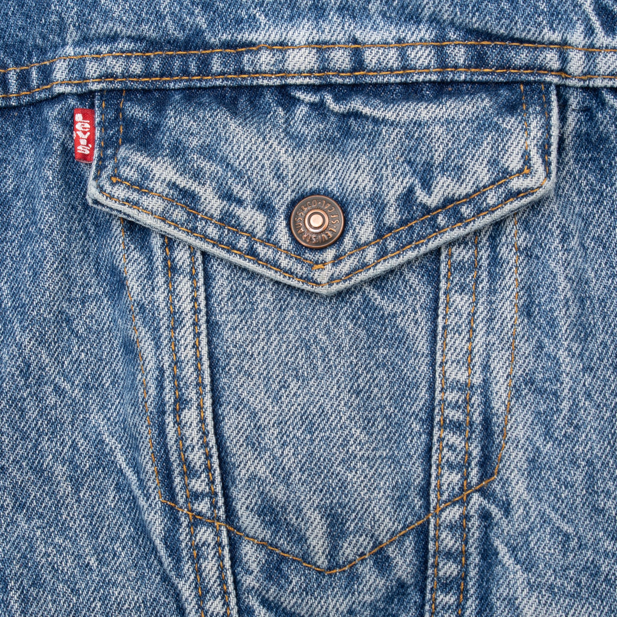 Vintage Levis Sherpa Trucker Blue Denim Jacket 1980S Size 42R Made In Usa