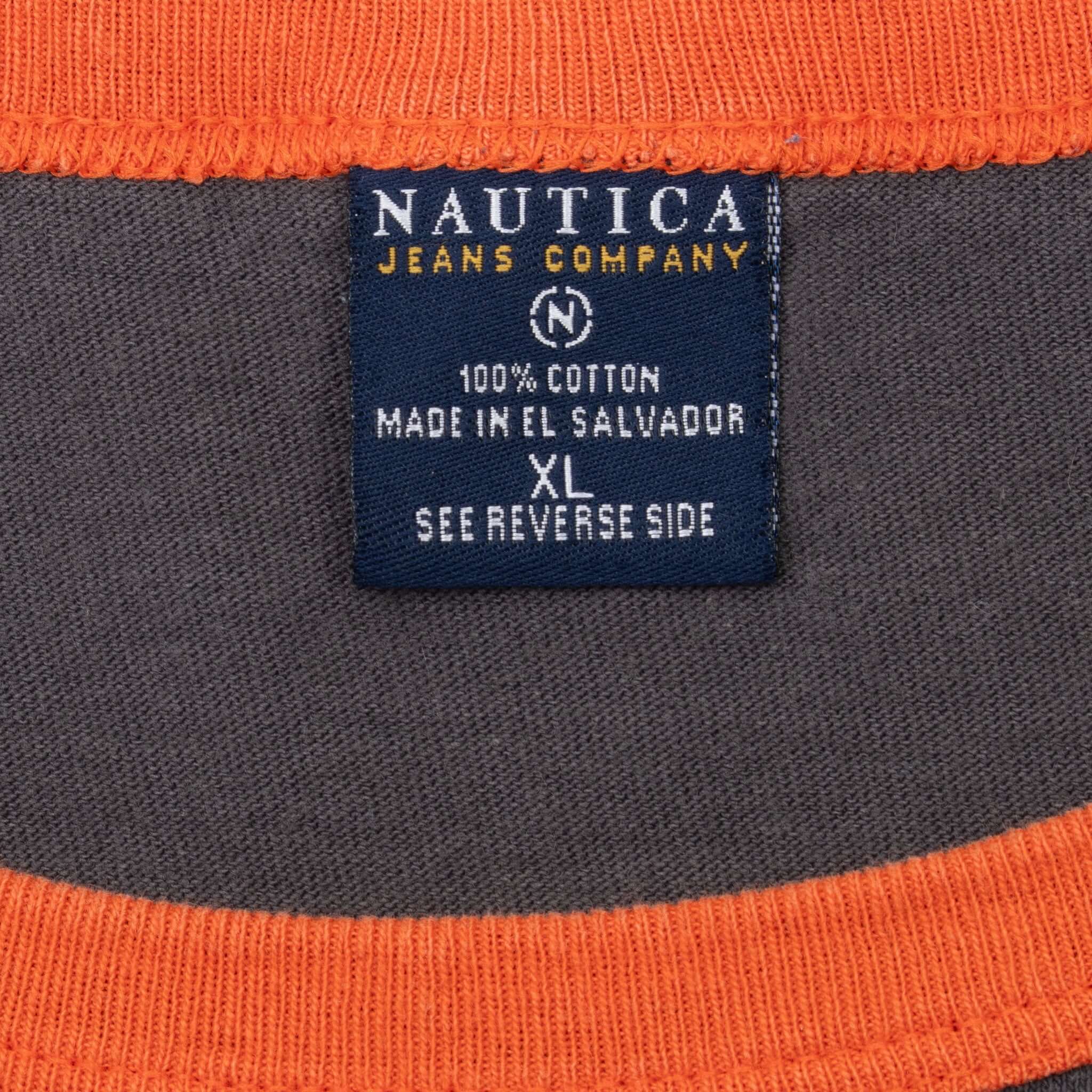 Vintage Nautica Jeans Dark Grey Tee Shirt 2000S Size XL