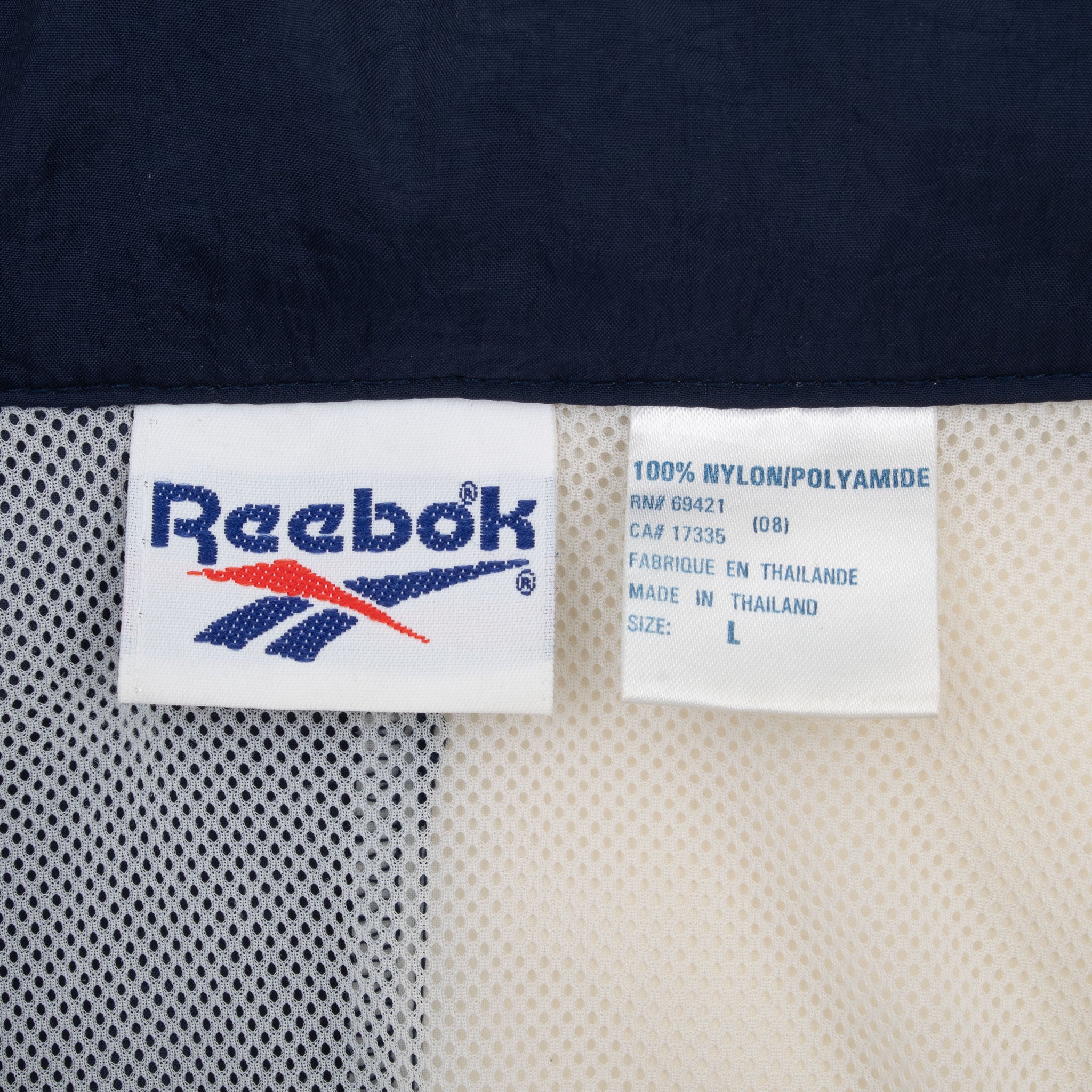 Vintage Reebok Blue And White Windbreaker Jacket 1990S Size Large