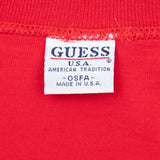 Vintage Guess Jeans Embroidered Red Tee Shirt 1990S Size Large Made In USA