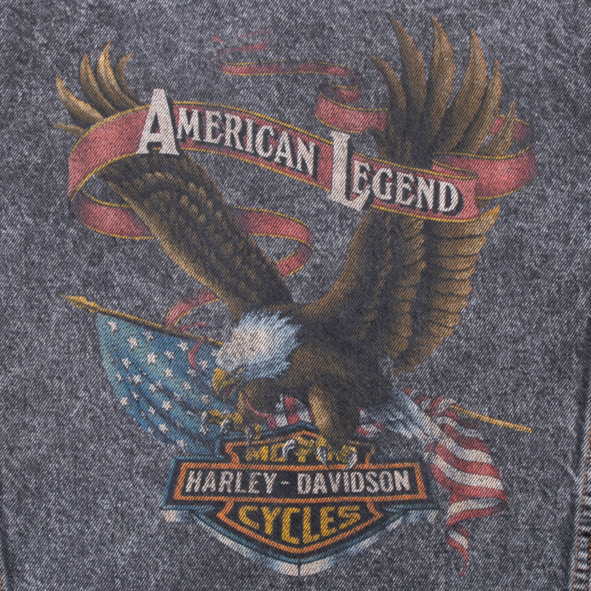 Vintage Harley Davidson Eagle American Legend Denim Jacket Size XL