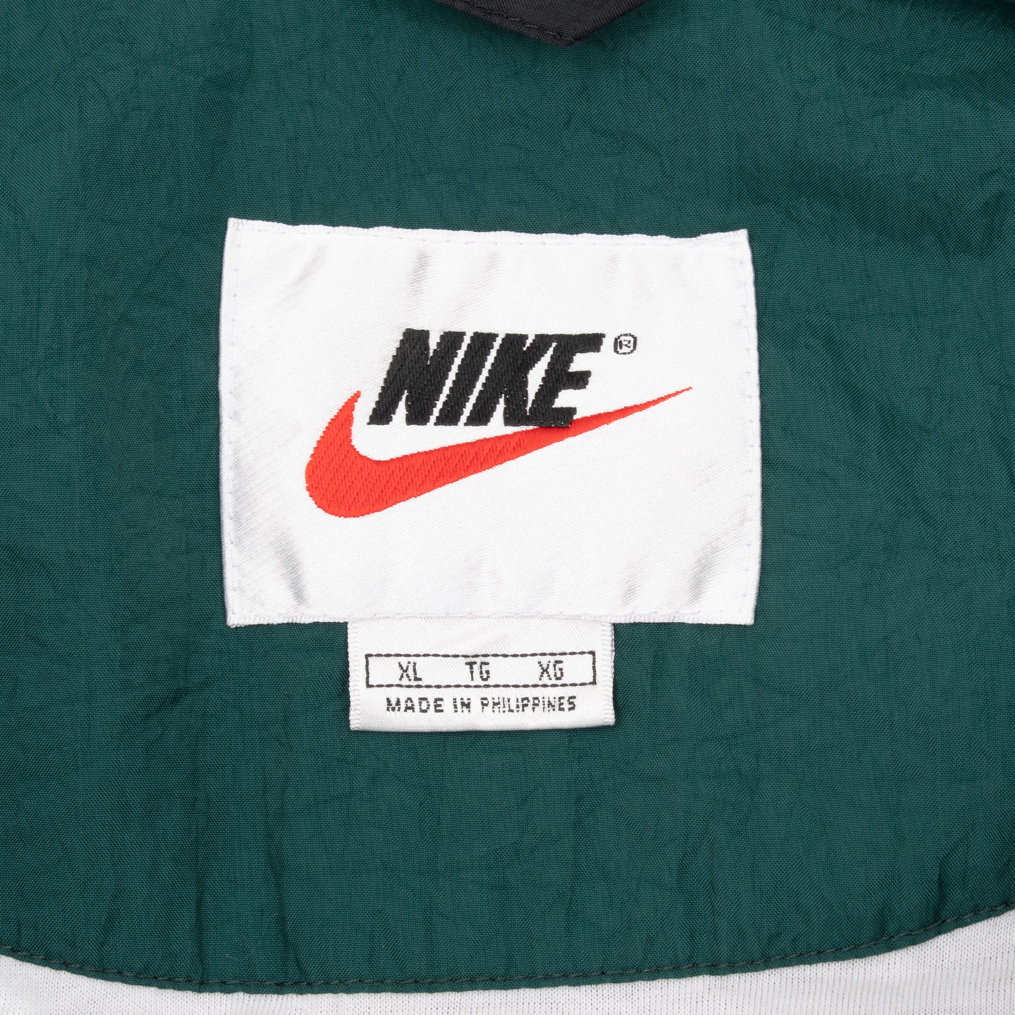 VINTAGE NIKE BIG SWOOSH GREEN WINDBREAKER JACKET 1990S SIZE XL