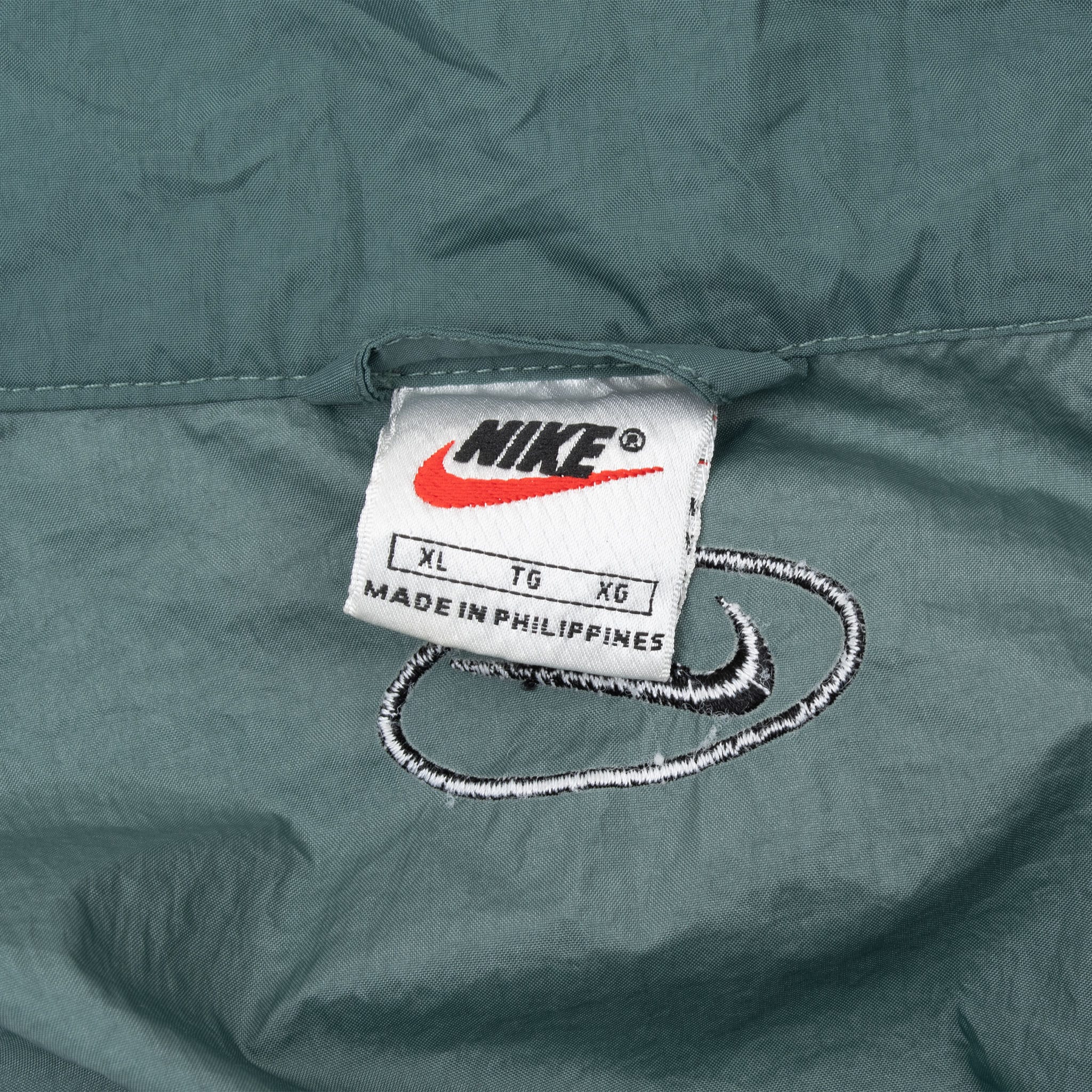 Vintage Nike Classic Swoosh Green Windbreaker Jacket 1990S Size XL