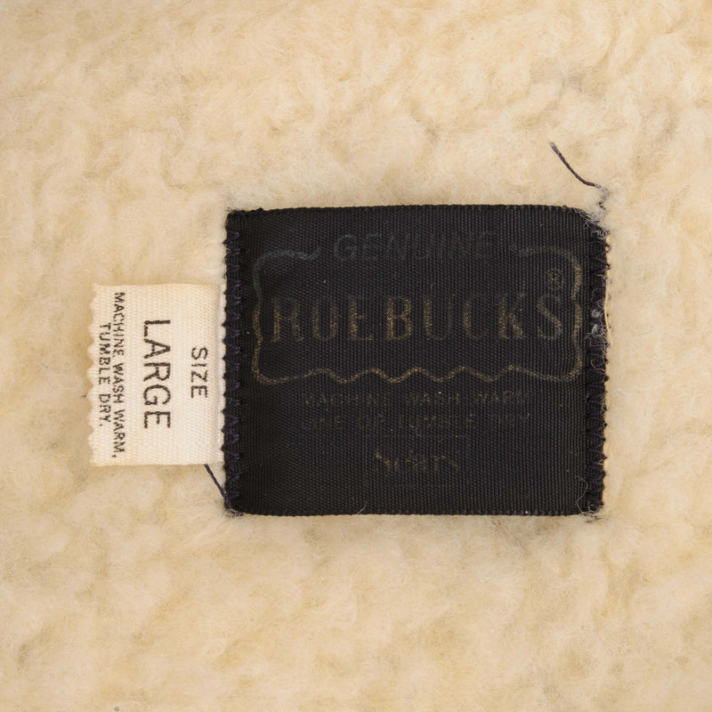 Vintage Roebucks Sherpa Vest Jacket Size Large Made In Usa 