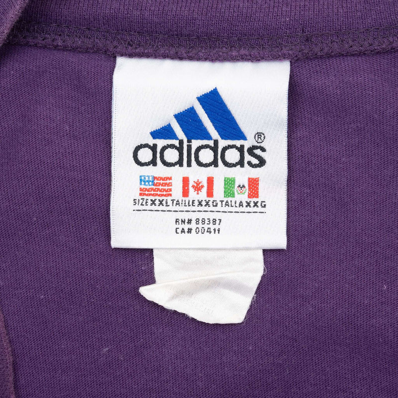 Vintage Adidas Long Sleeve Turtle Neck Purple Tee Shirt 1990S Size 2XL Made In Usa