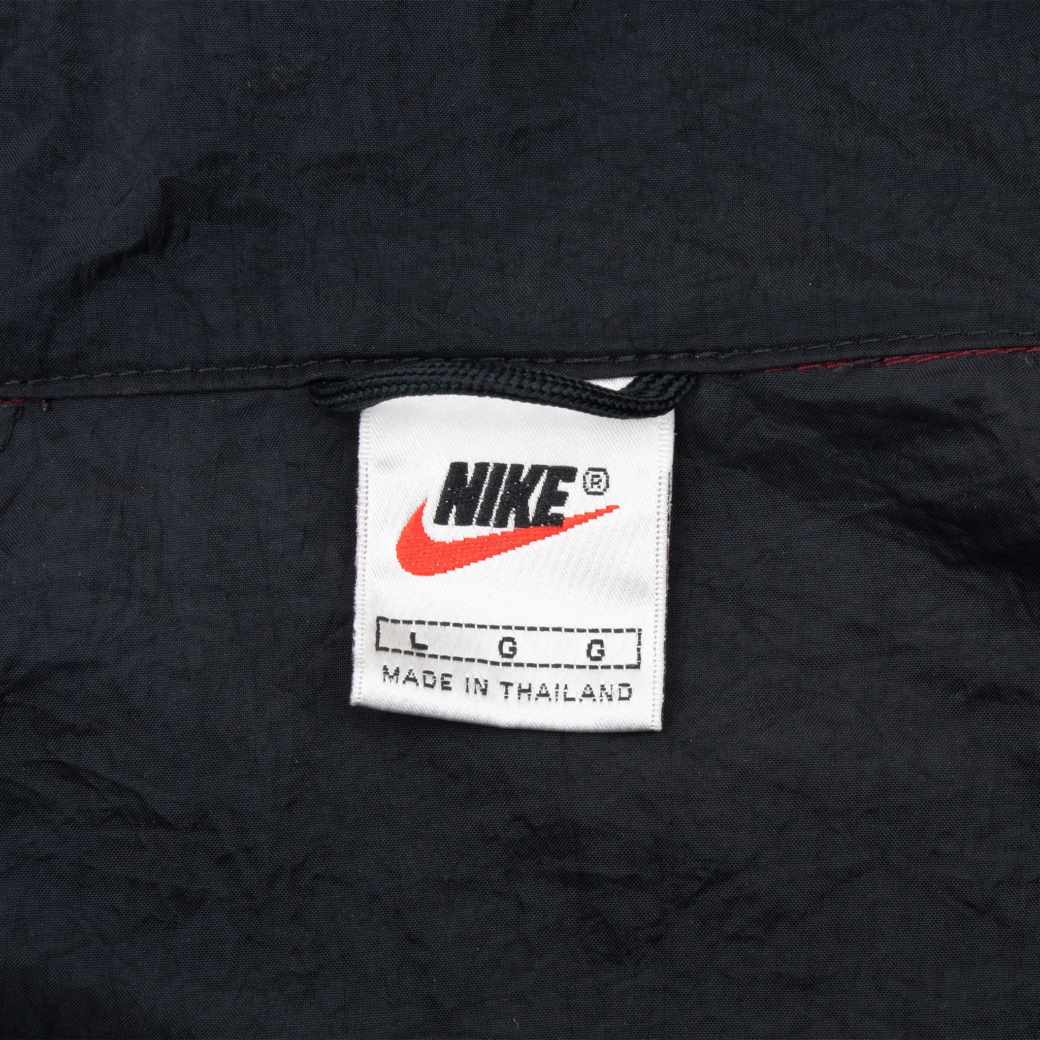 Vintage Nike Big Swoosh Black Burgundy Red Windbreaker Jacket 1990S Size Large