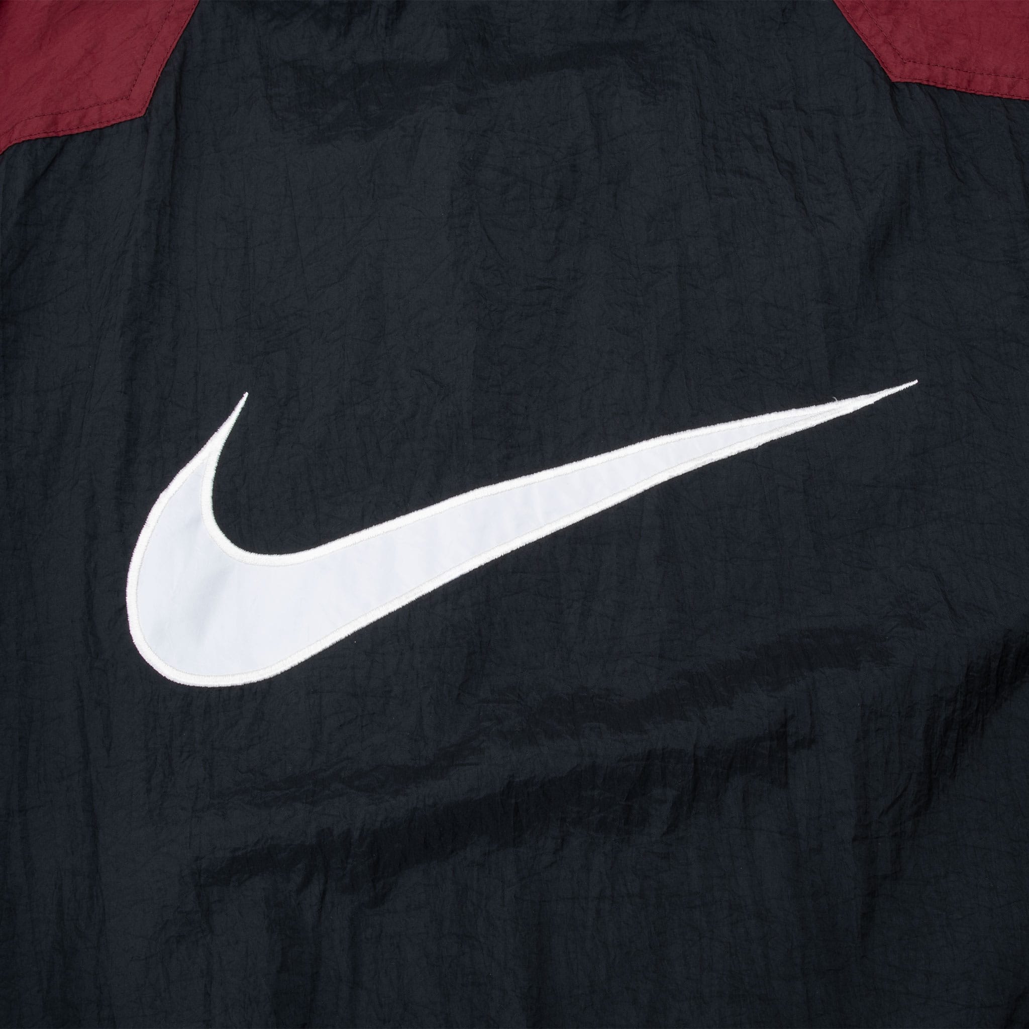 Vintage Nike Big Swoosh Black Burgundy Red Windbreaker Jacket 1990S Size Large
