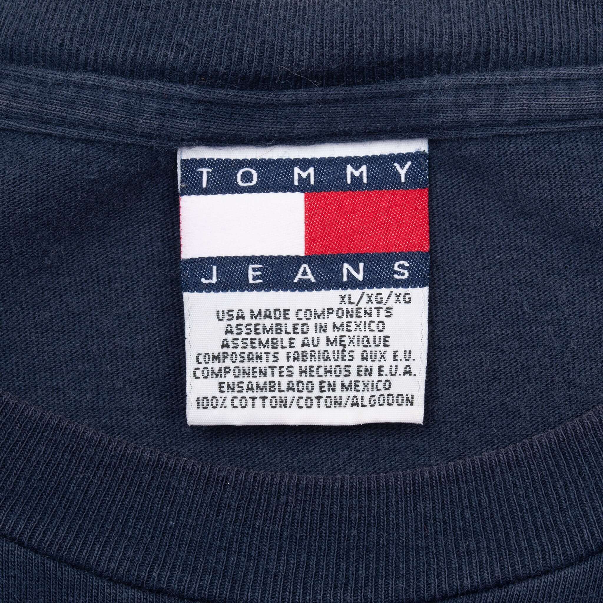 Vintage Tommy Jeans Blue Tee Shirt 1990S Size XL